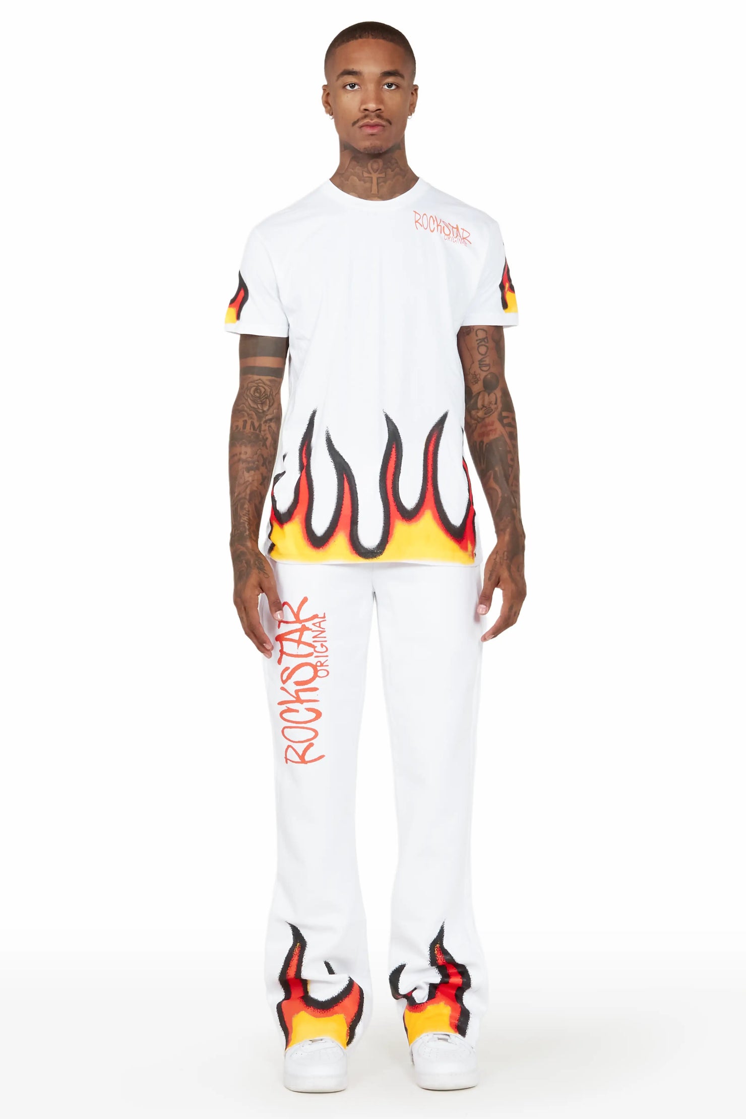 Grayson White Graphic T-Shirt/Pant Set
