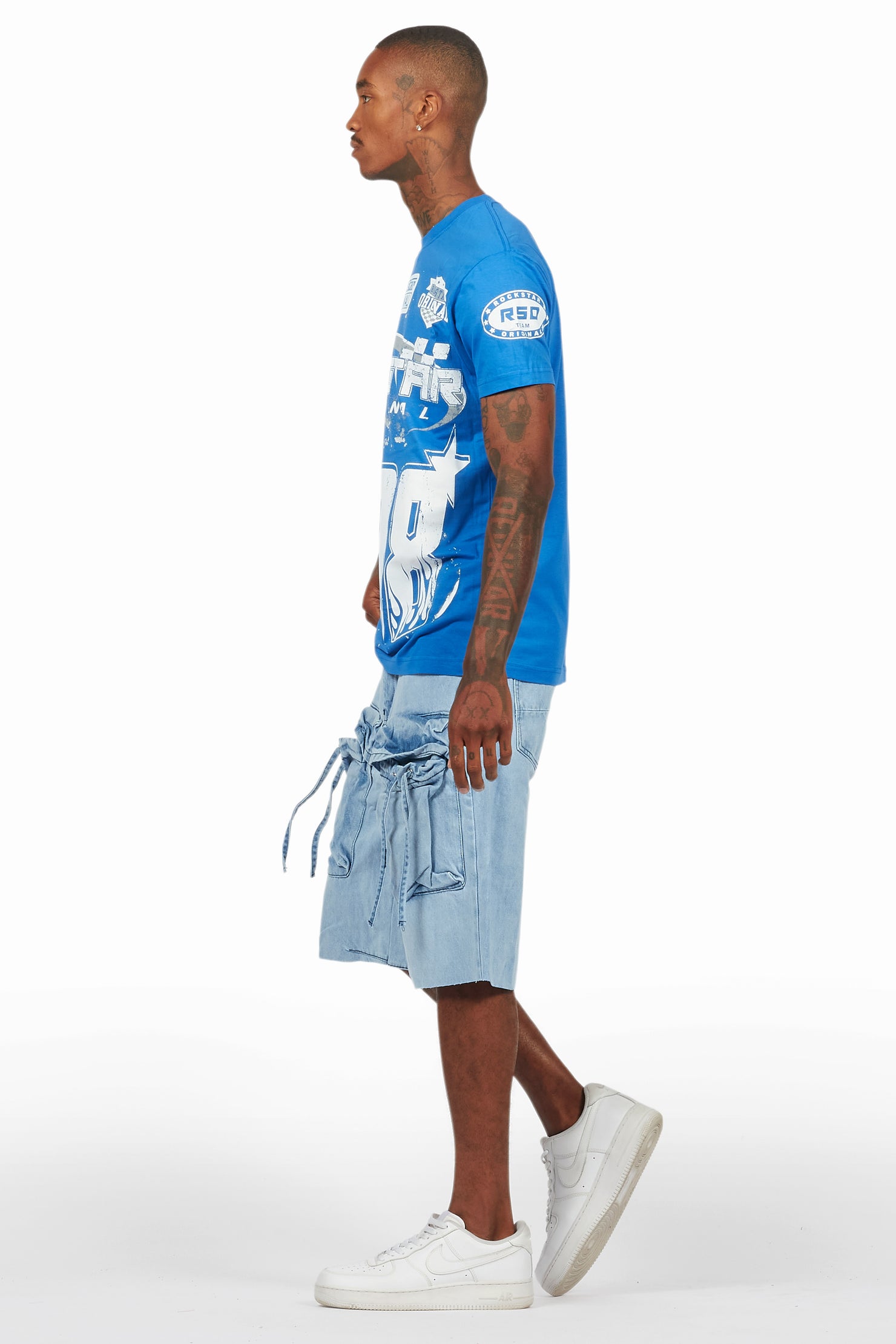 Amos Royal T-Shirt/Denim Short Set