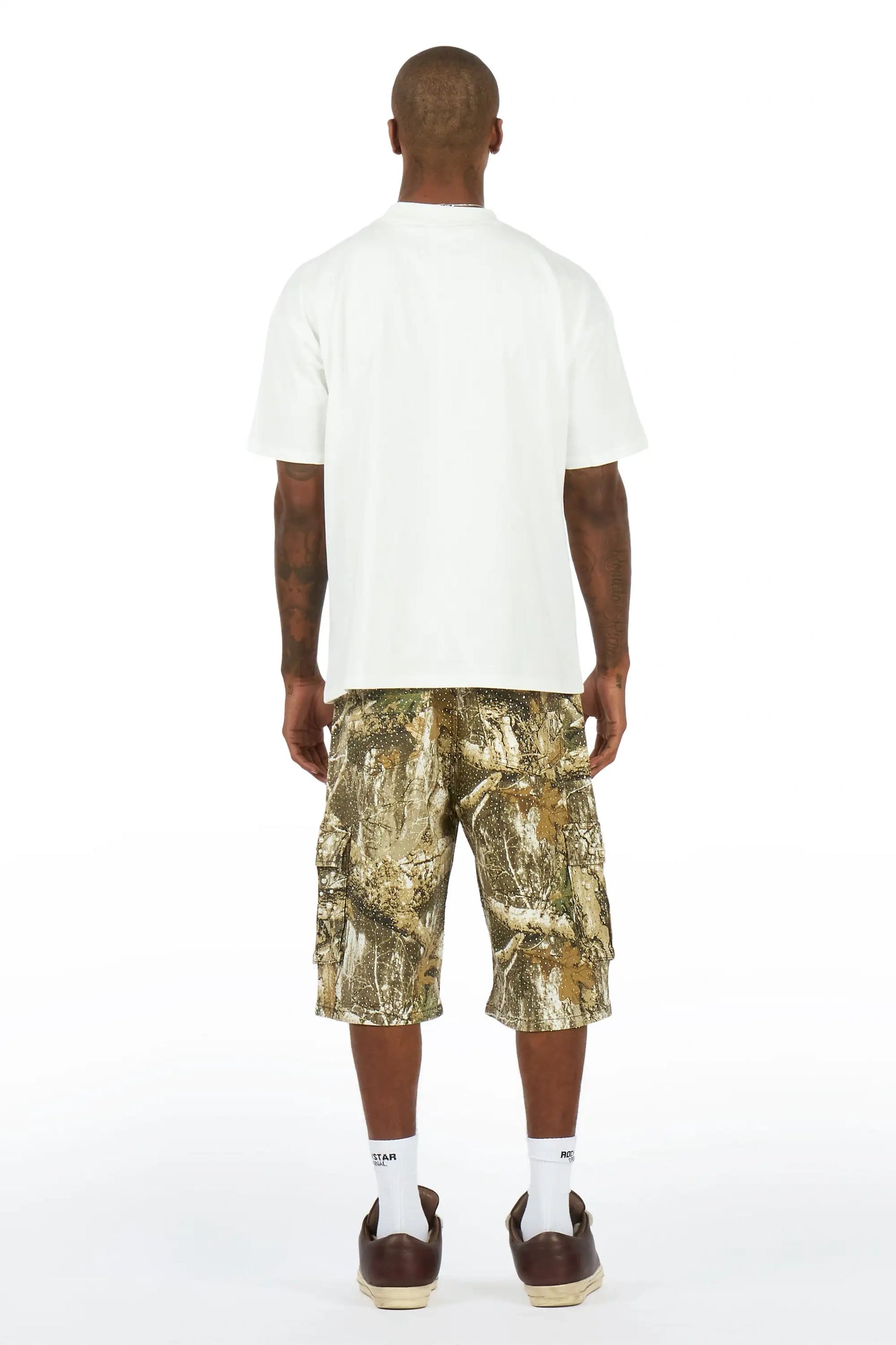 Sevyn White/Tree Camo Rhinestone T-Shirt Denim Jort Set
