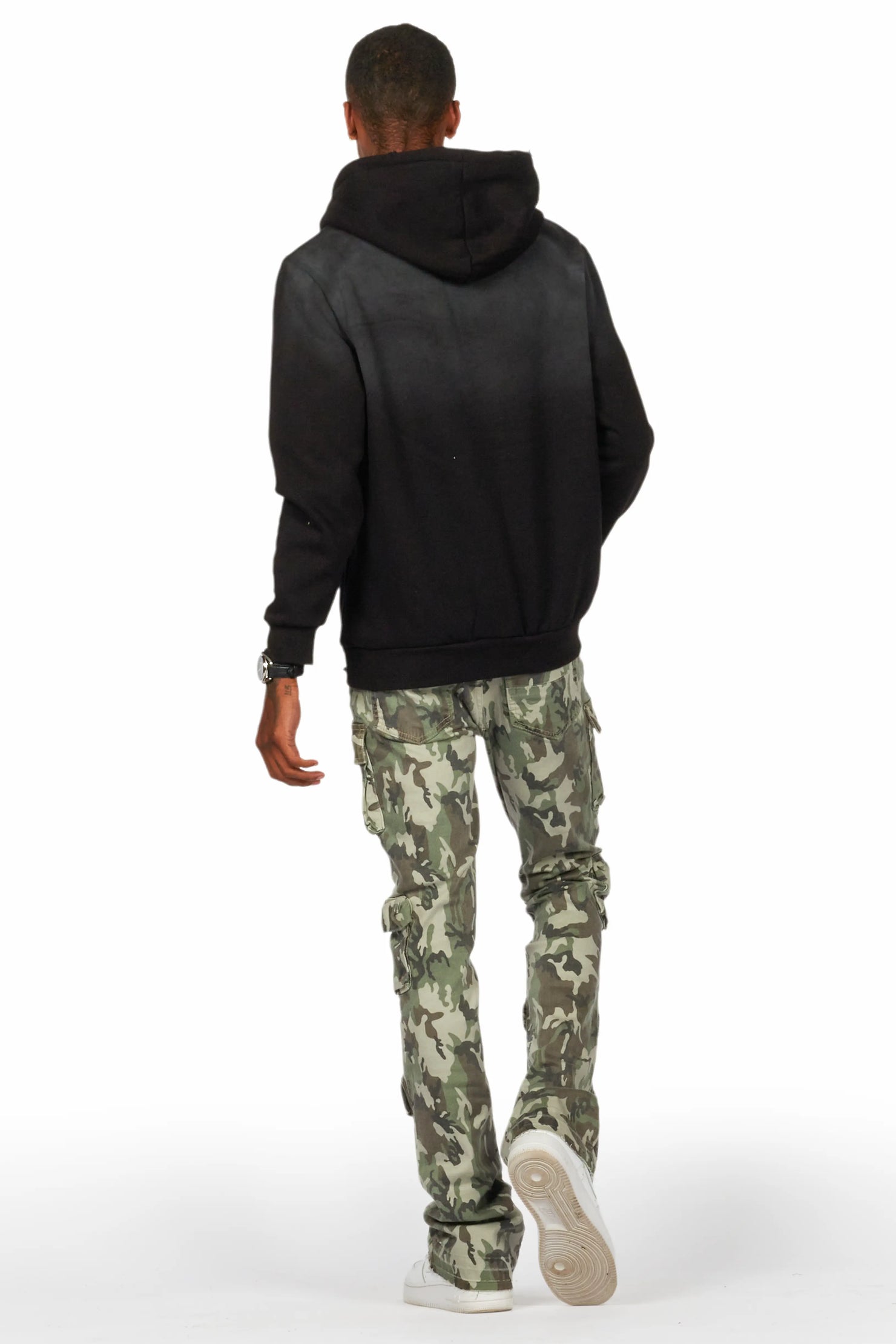 Yves Green Camo Stacked Flare Cargo Jean