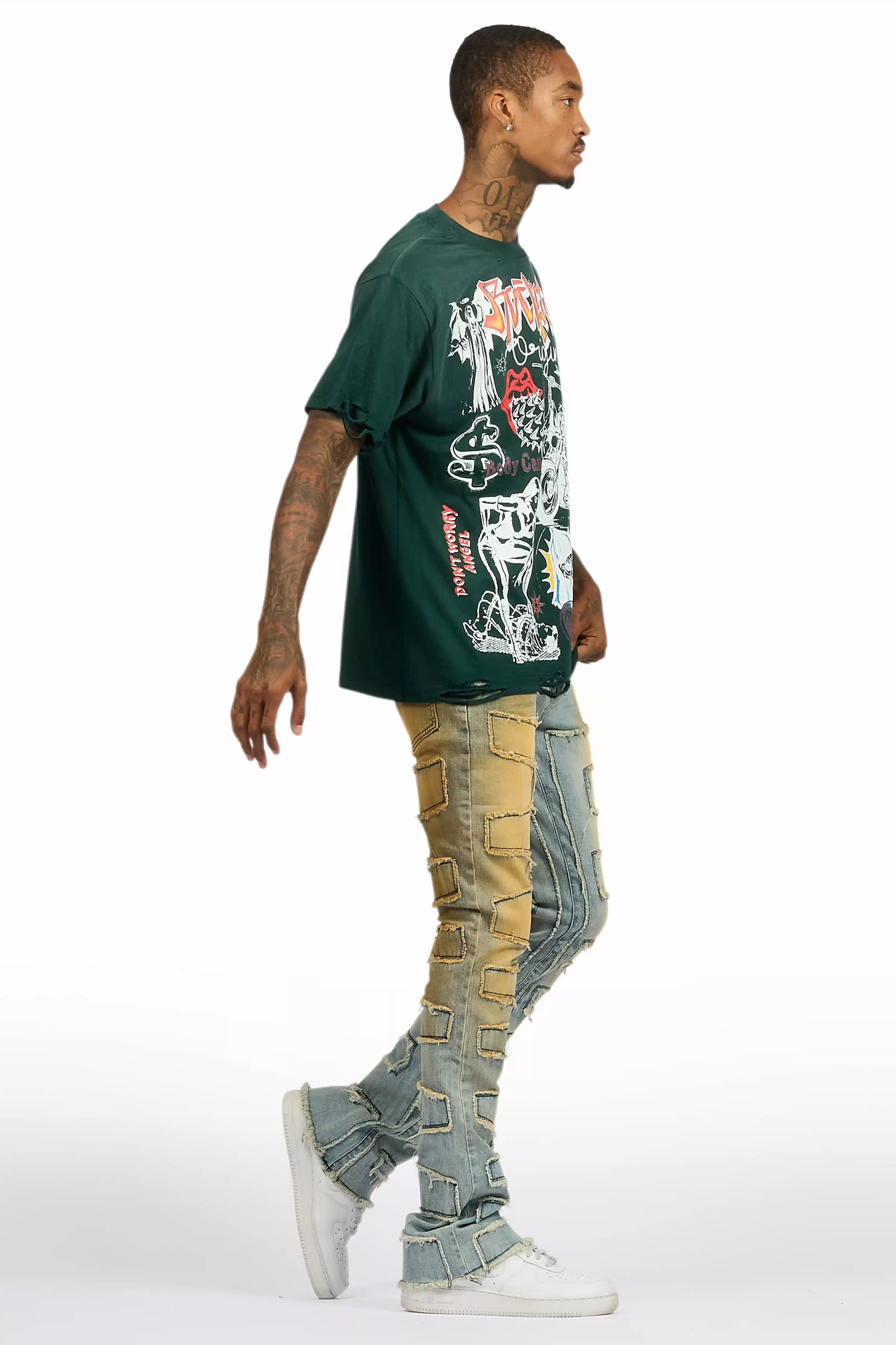 Shake Dirty Blue Stacked Flare Jean