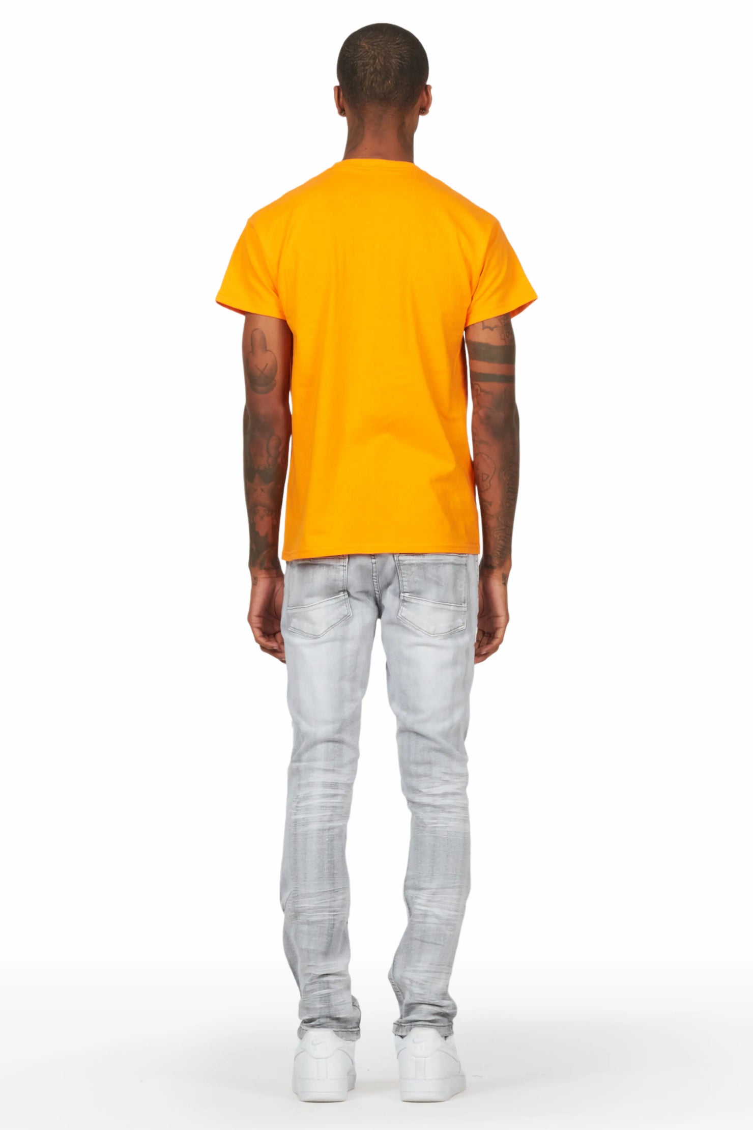 Gaines Light Grey Ripped Slim Straight Jean