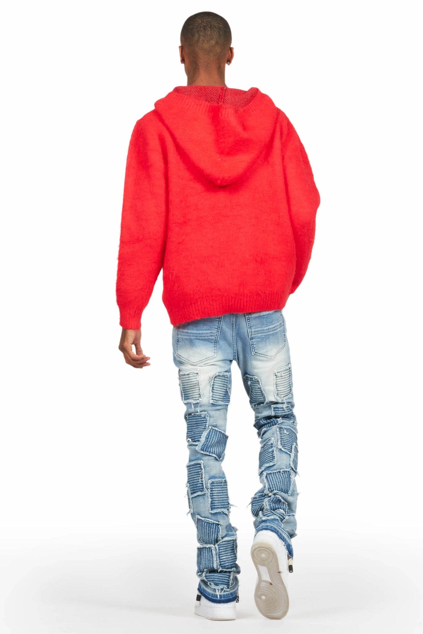 Andros Red Graphic Knitted Hoodie
