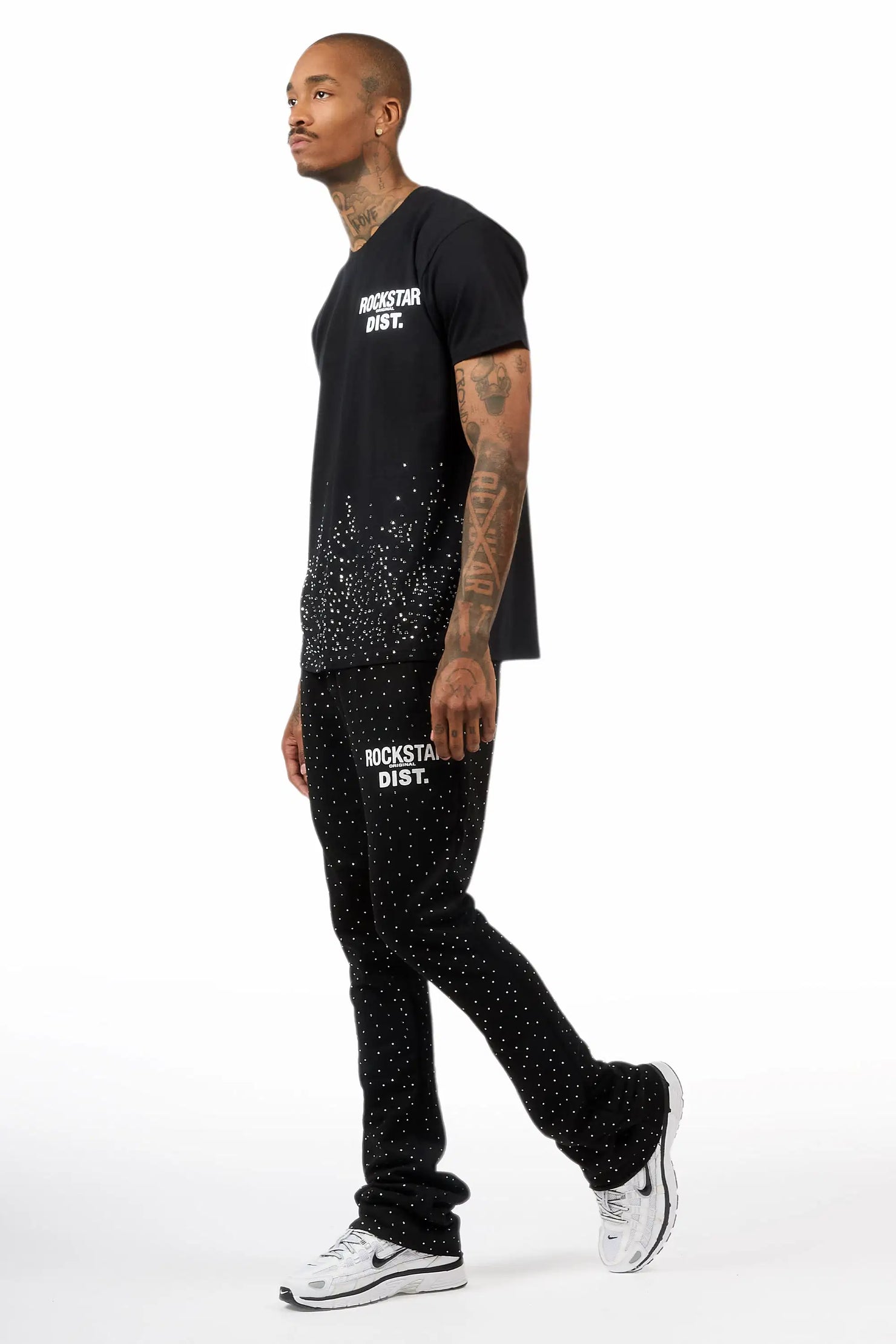 Alpine Black/Black Rhinestone T-Shirt/Stacked Track Set