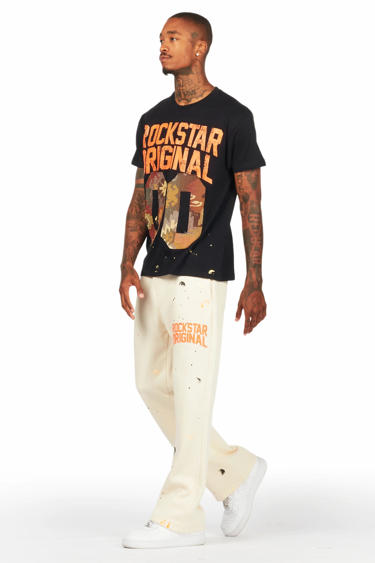 Iver Black/Beige T-Shirt/Stacked Flare Track Set