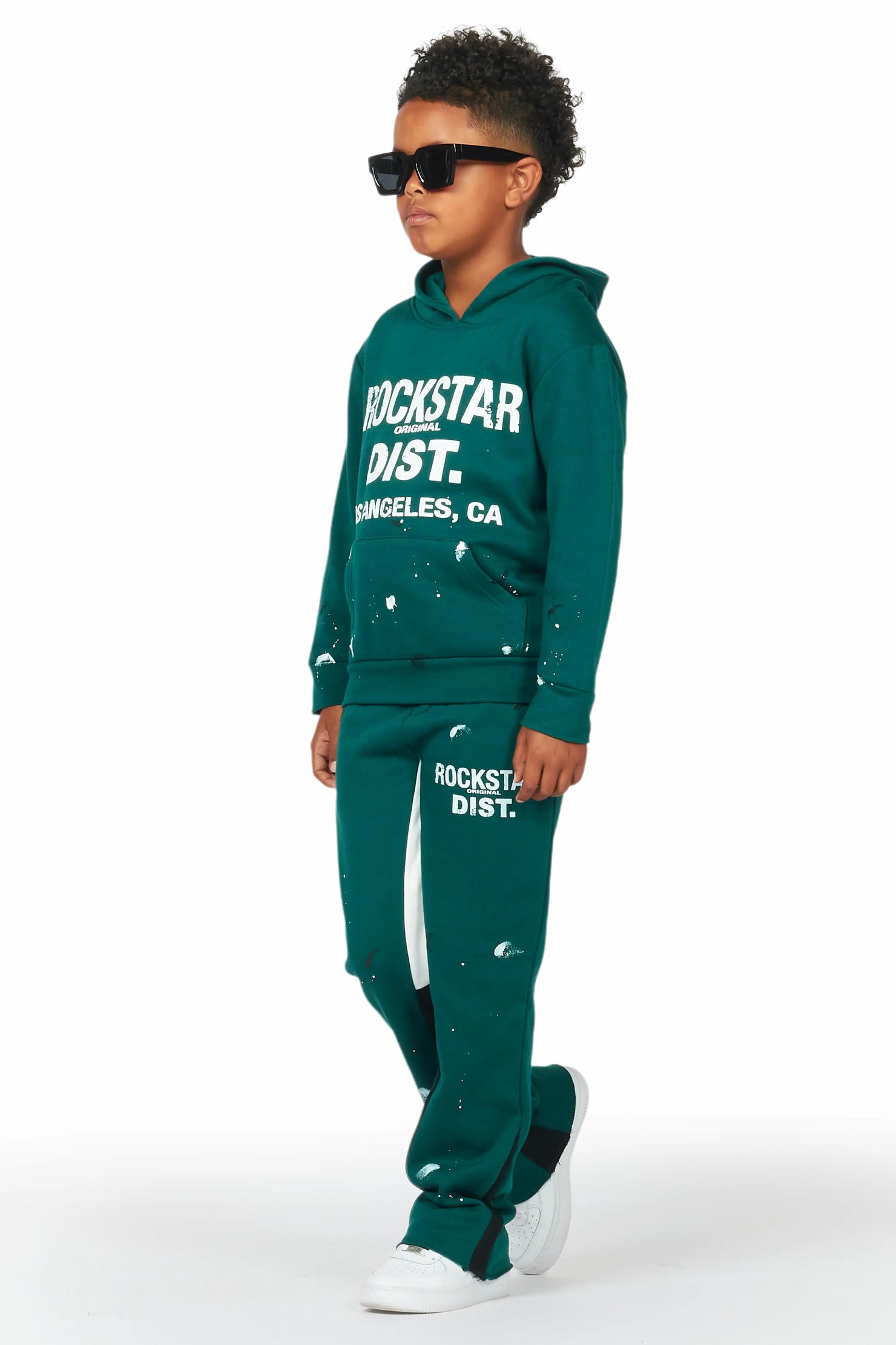 Boys Scottie Dark Green Stacked Flare Track Set