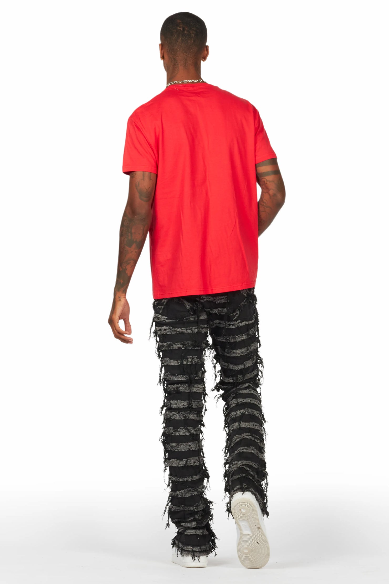 Garson Dark Grey Painter Stacked Flare Jean