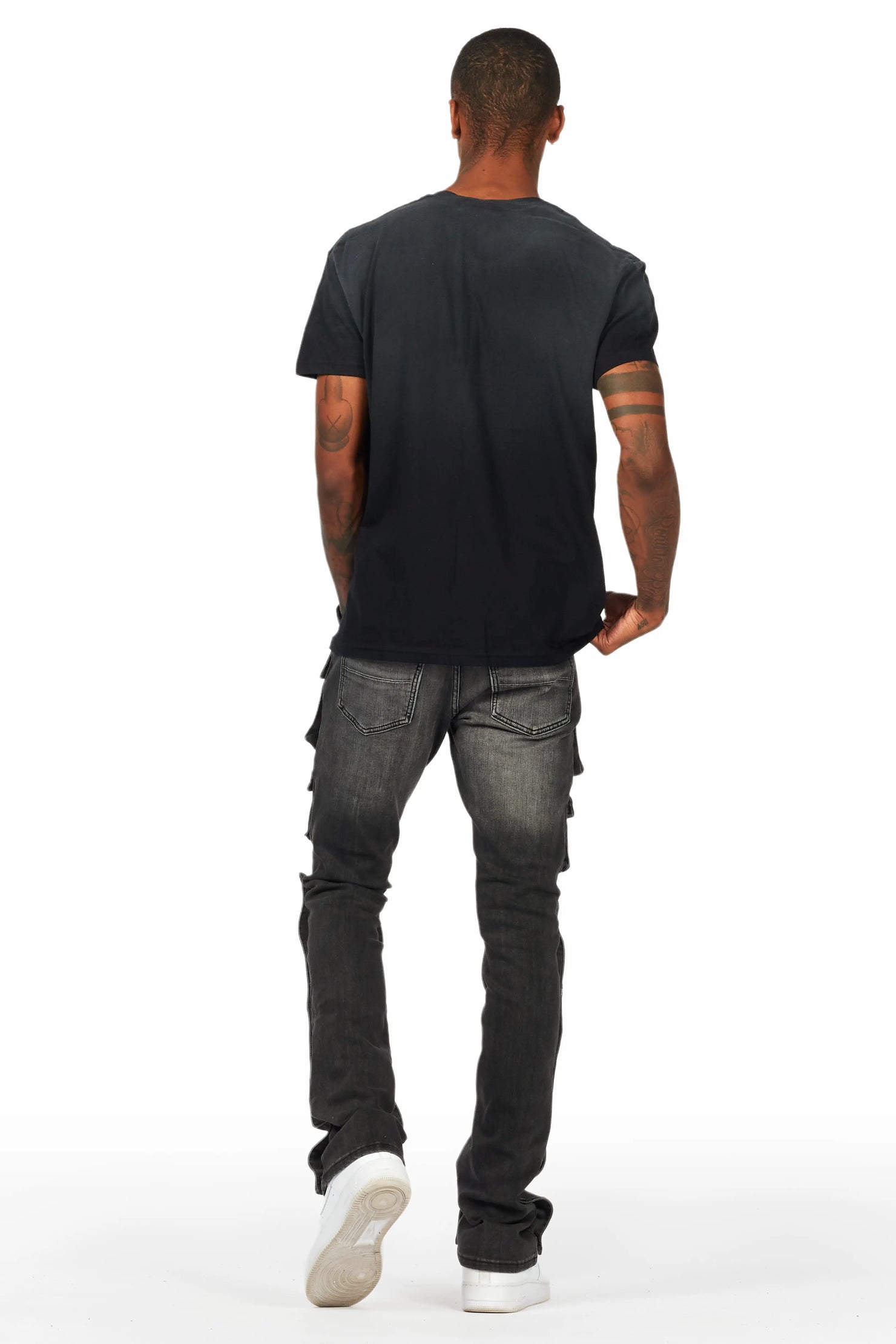 Santana Dark Grey Stacked Flare Jean