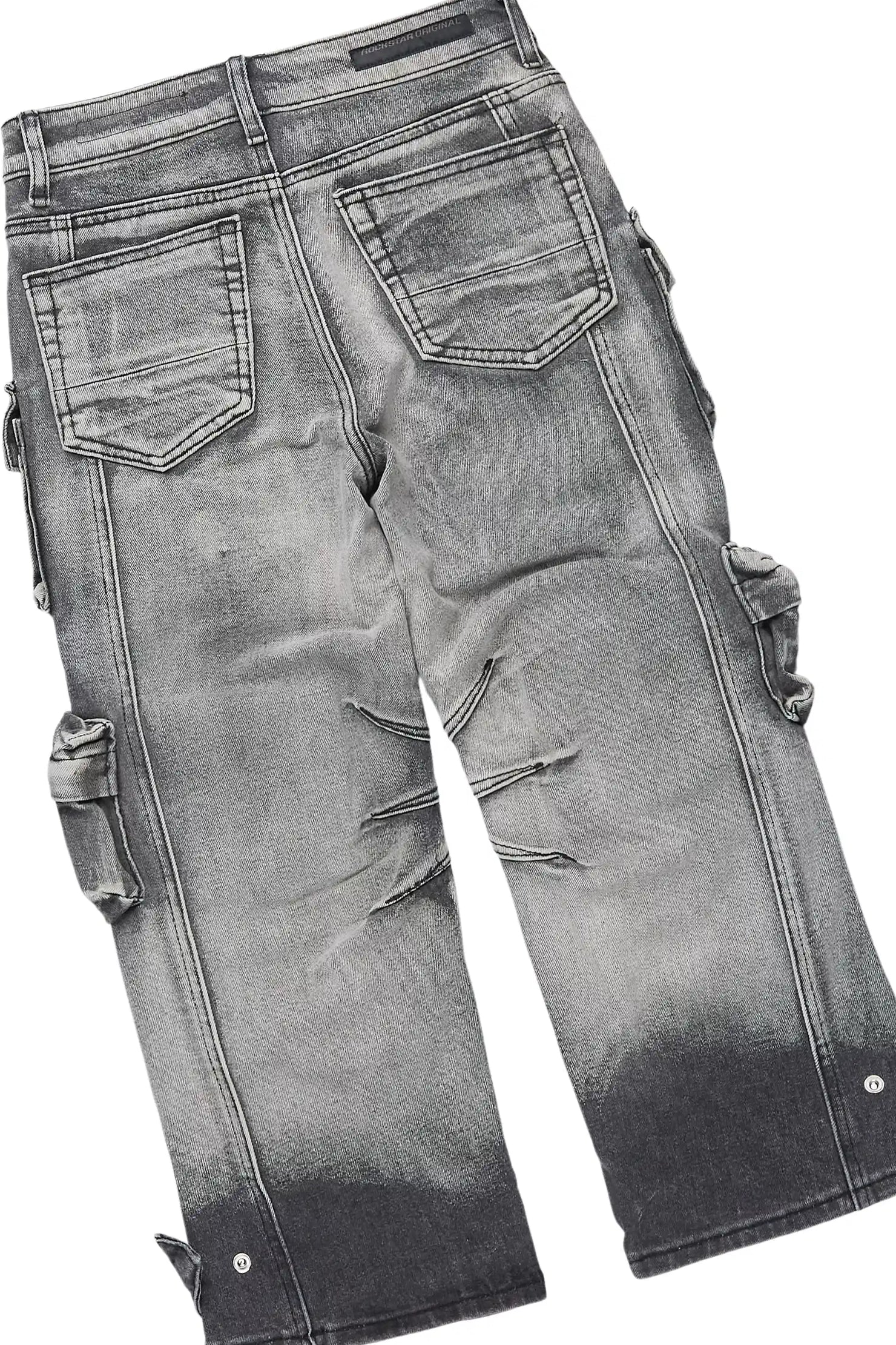 Boys Saxon White/Grey T-Shirt/Baggy Cargo Jean Set