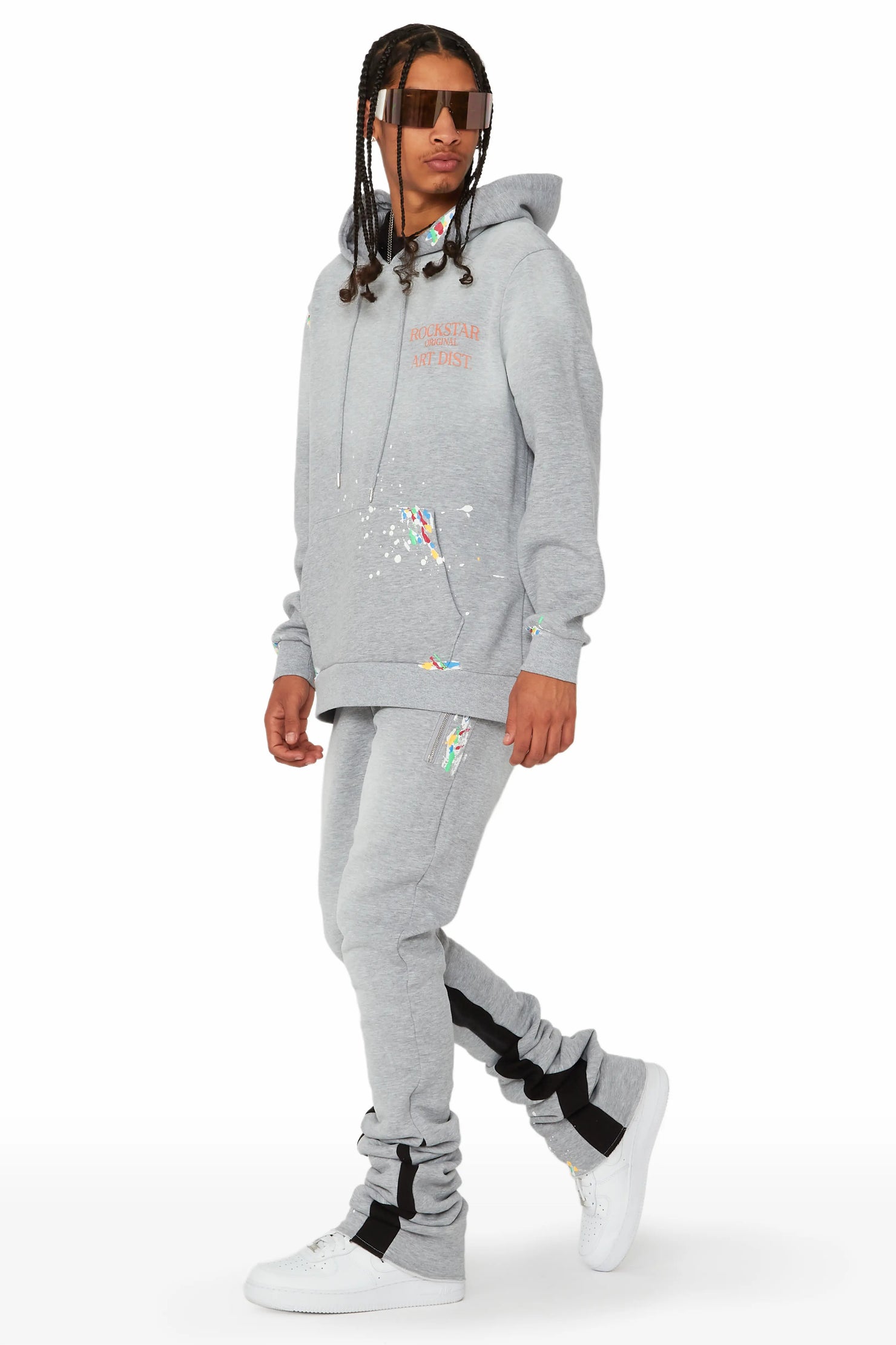 Rockstar Art Dist. Grey/Orange/Black Super Stacked Pant Set
