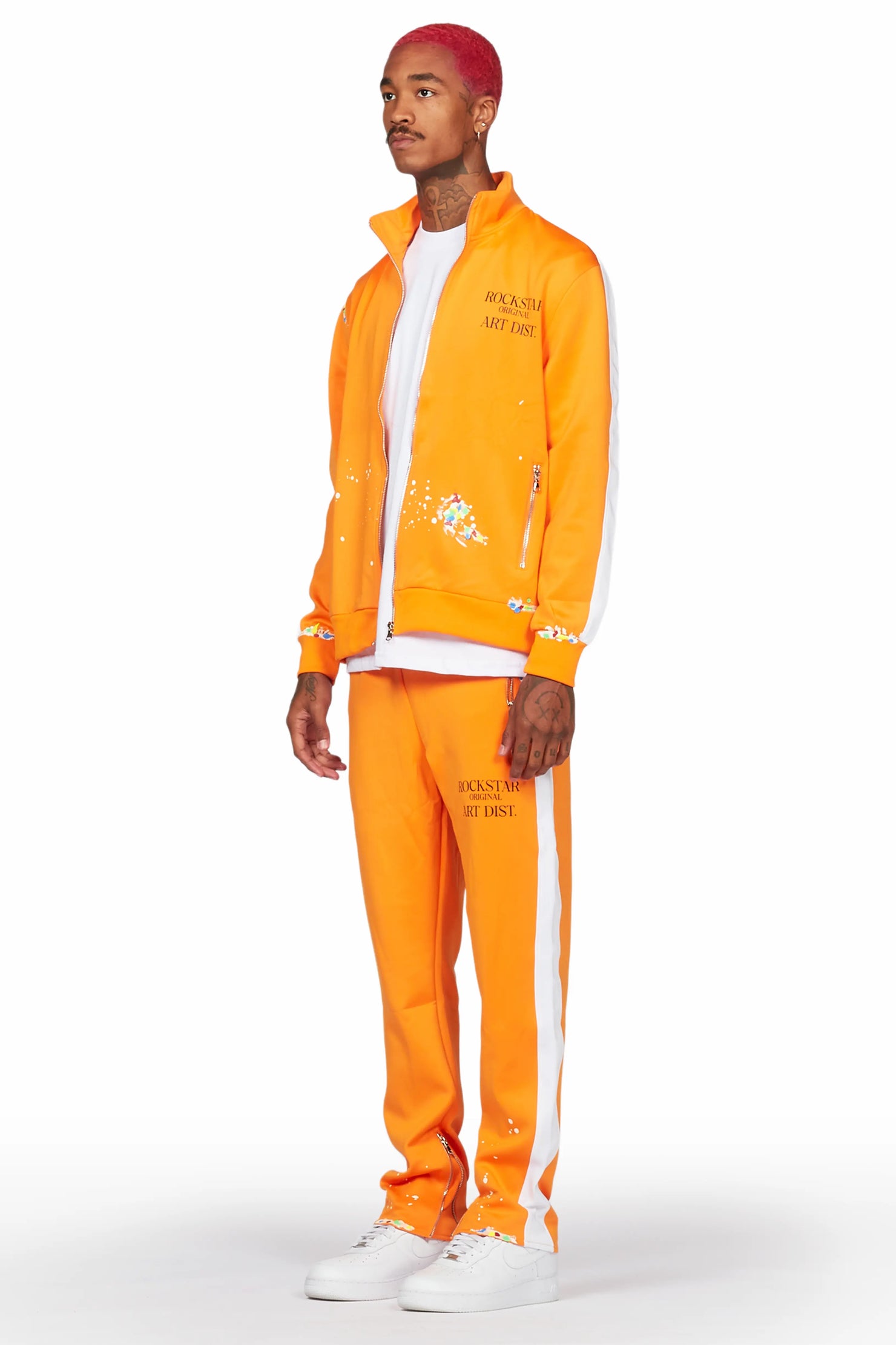 Rockstar Art Dist. Orange Tricot Slim Fit Track Set
