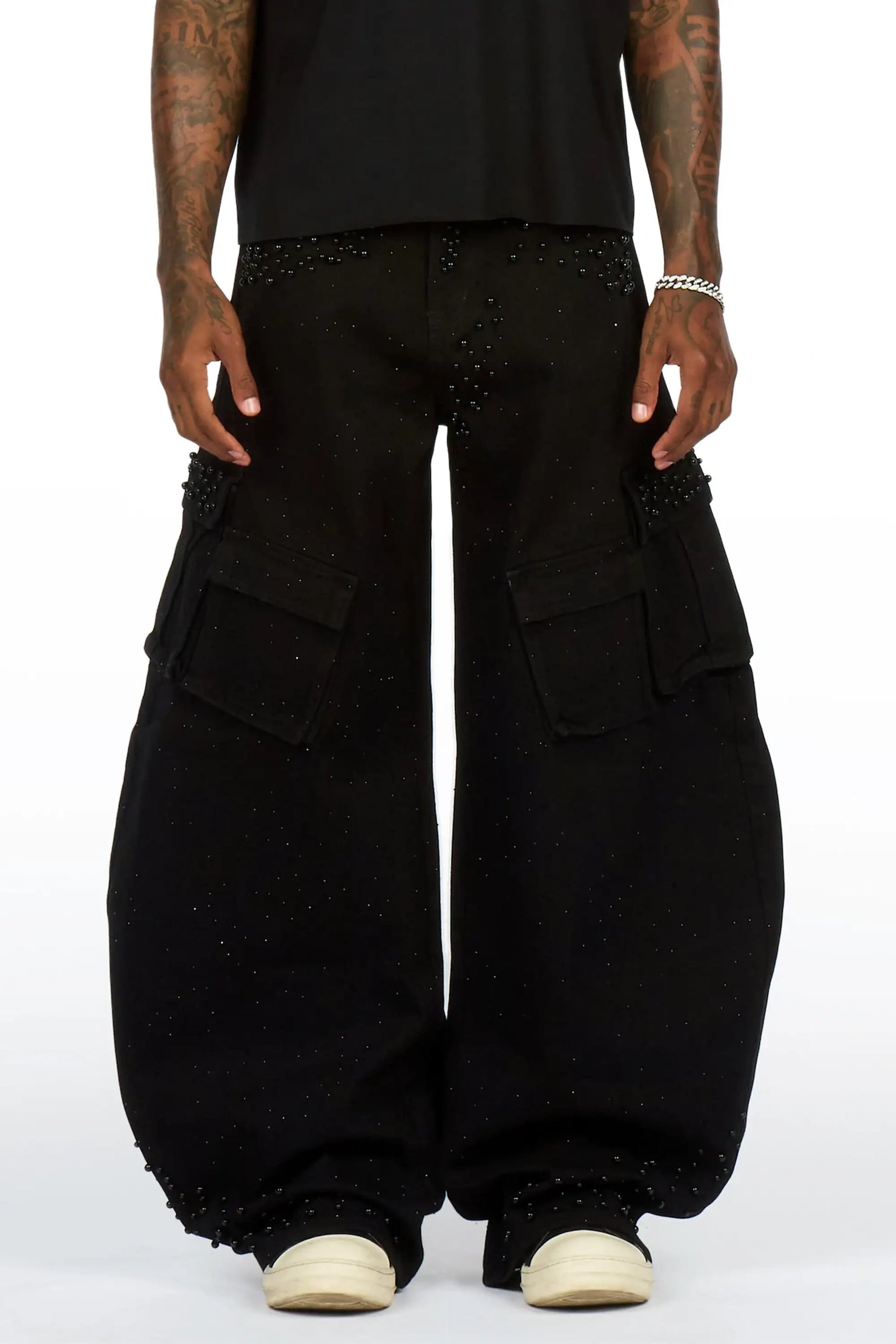 Bryx Black Rhinestone Barrel Fit Jean