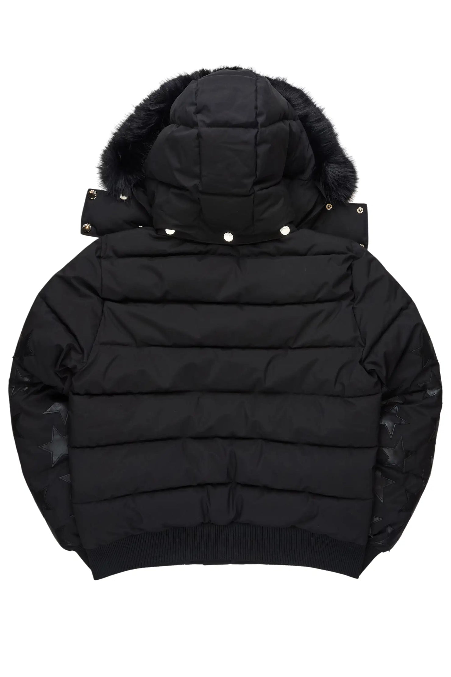 Starlena Black Puffer Jacket With Fur Hood