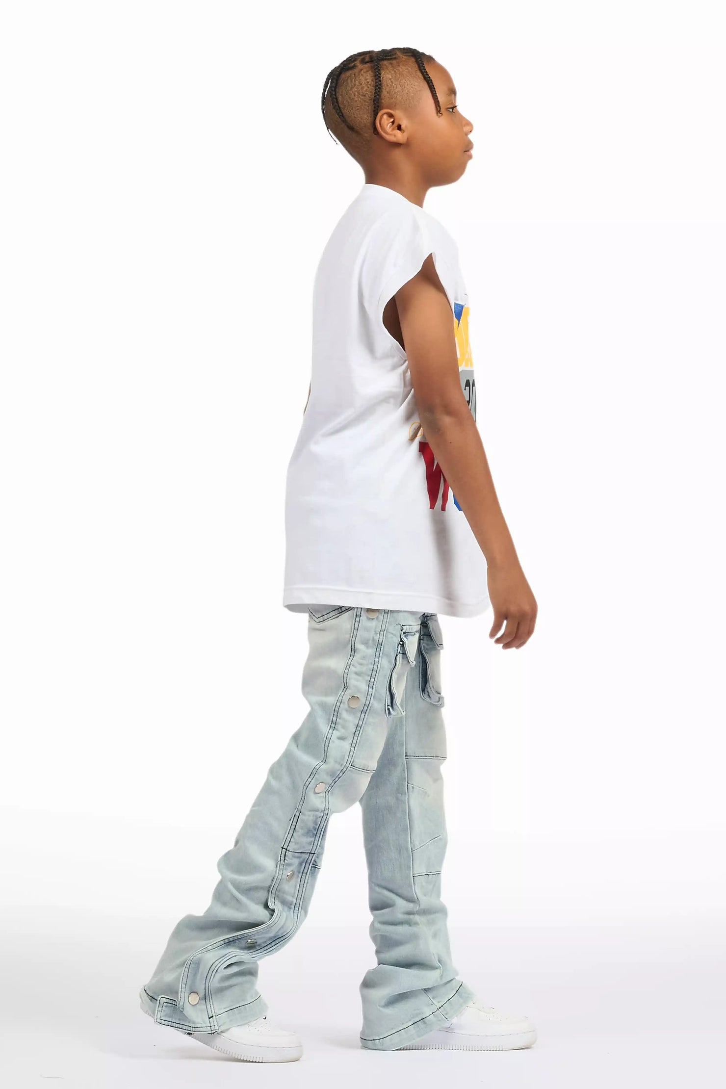 Boys Yuri Blue Baggy Fit Cargo Jean