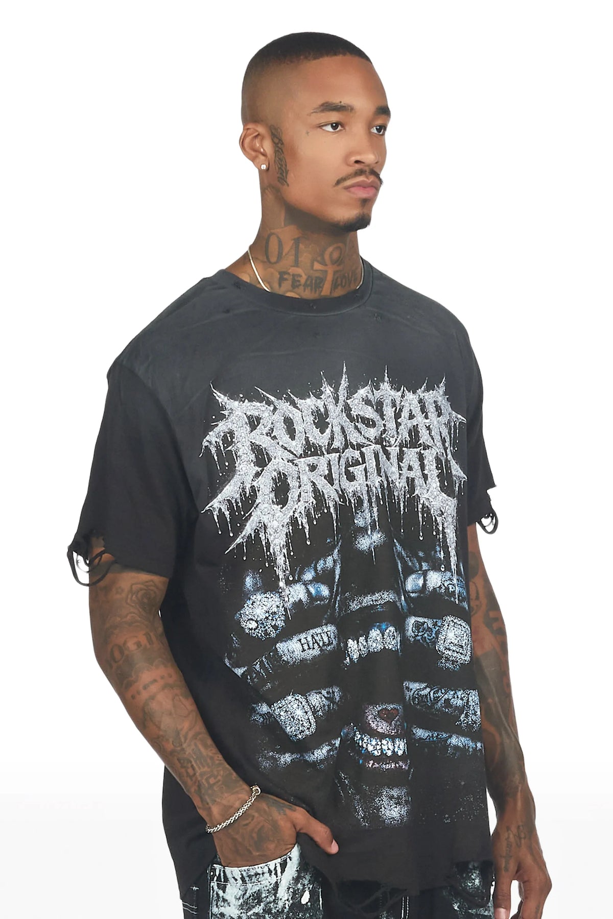 Foston Black Oversized Graphic T-Shirt