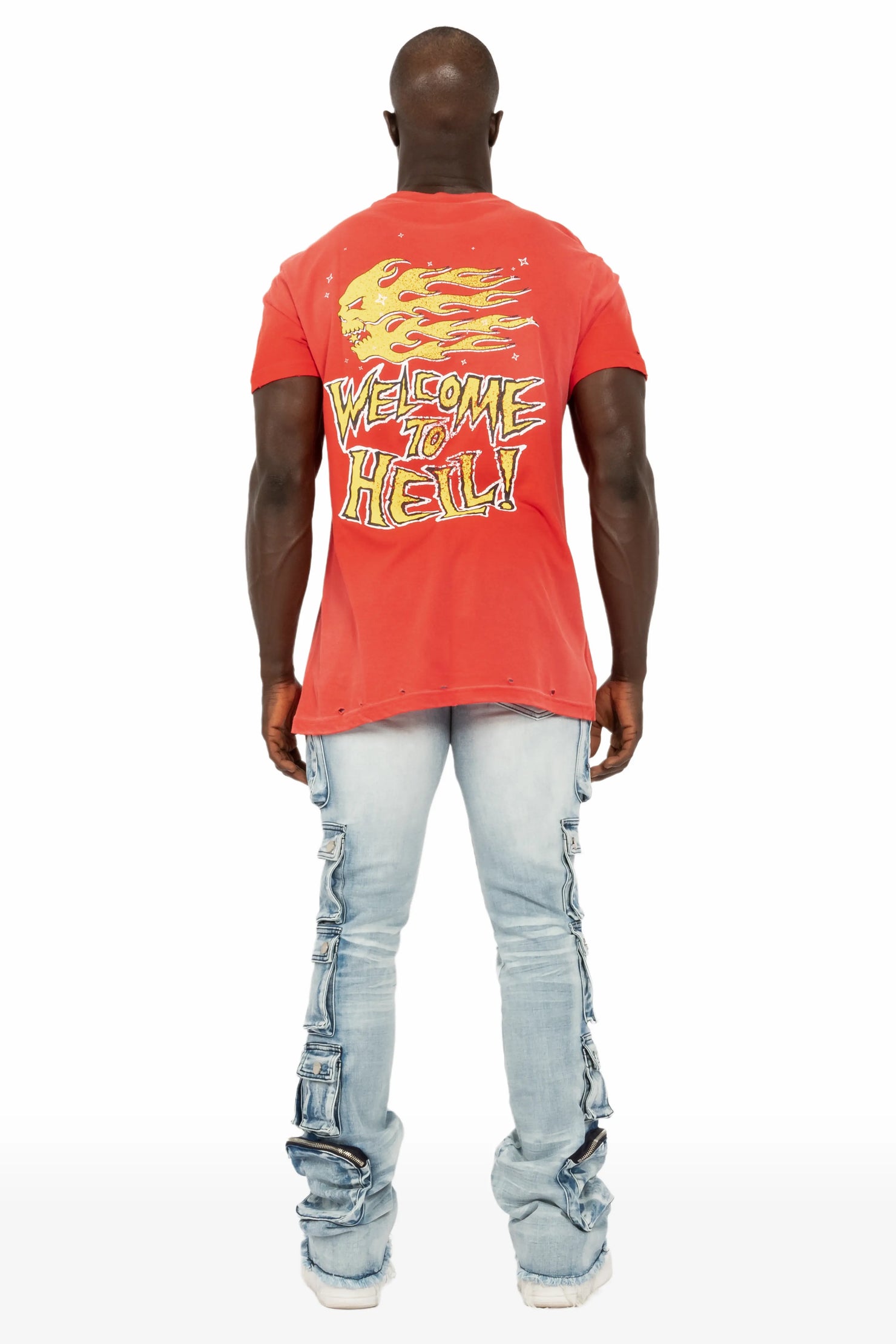 Konrad Light Blue Cargo Stacked Flare Jean