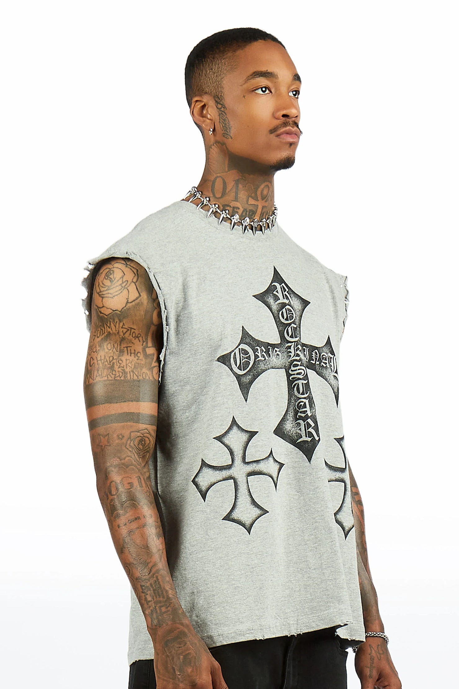 Marizon Grey Cut off Tee