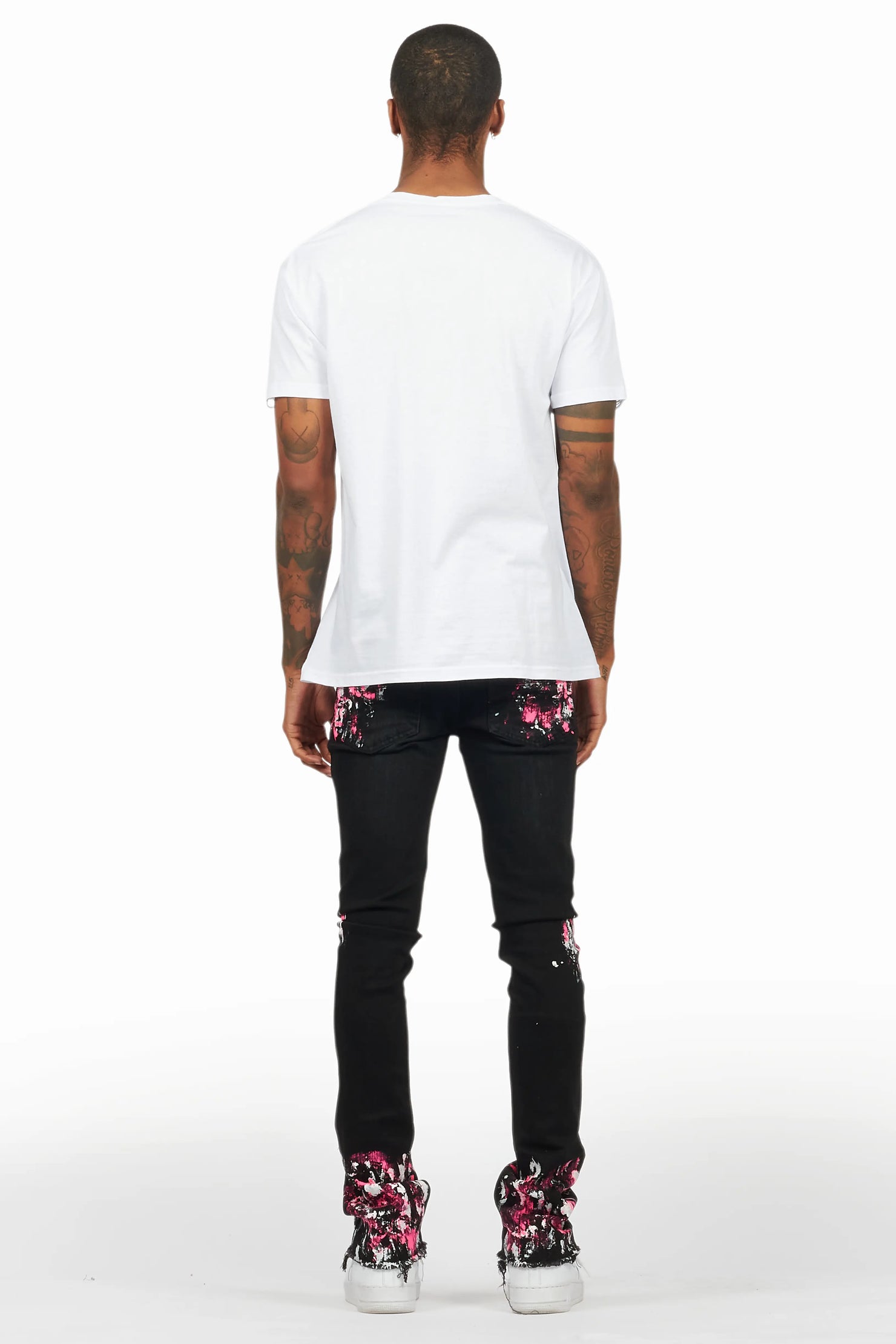 Kodak Black/Pink Painter Stacked Flare Jean
