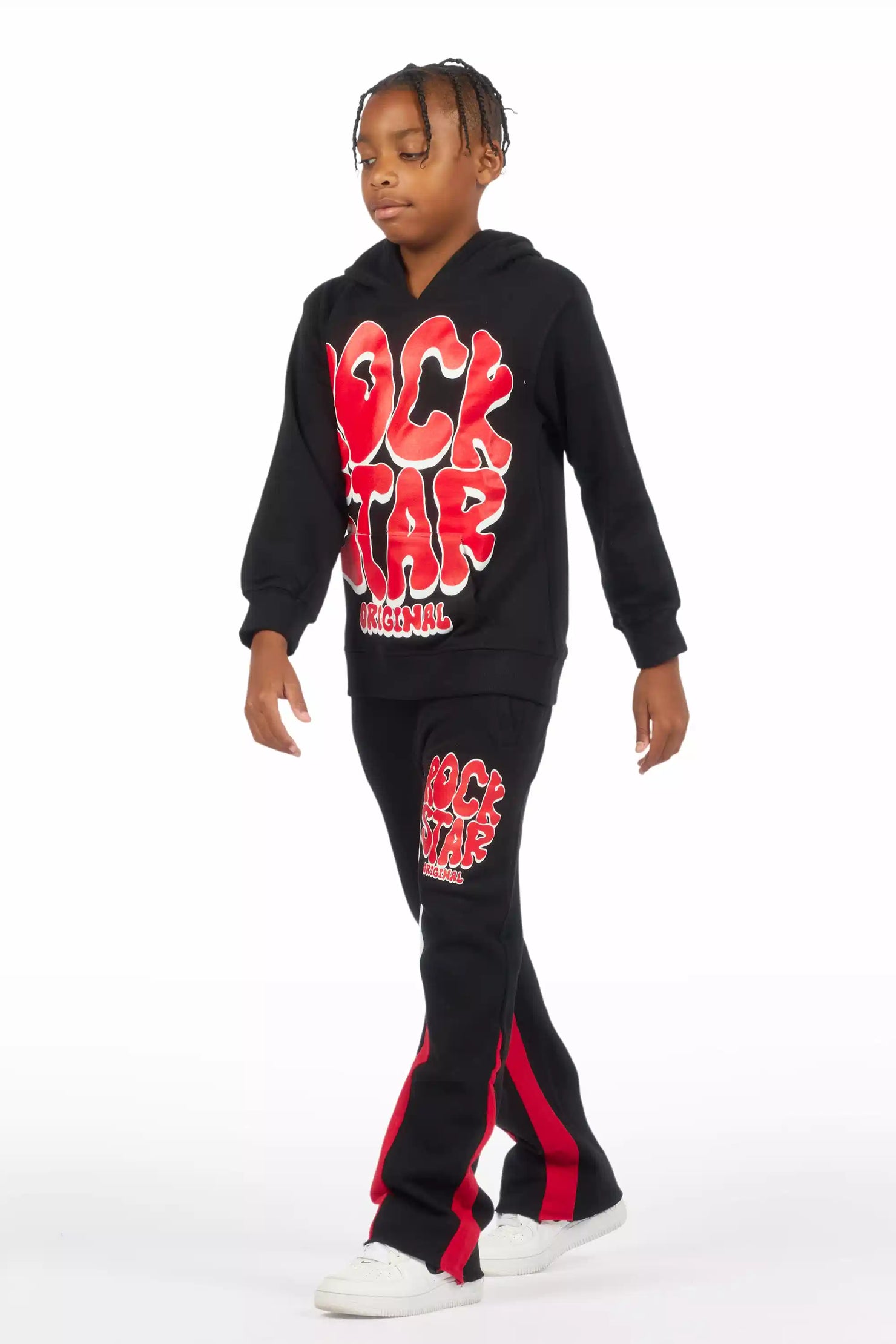 Boys Warblen Black/Red Stacked Flare Track Set