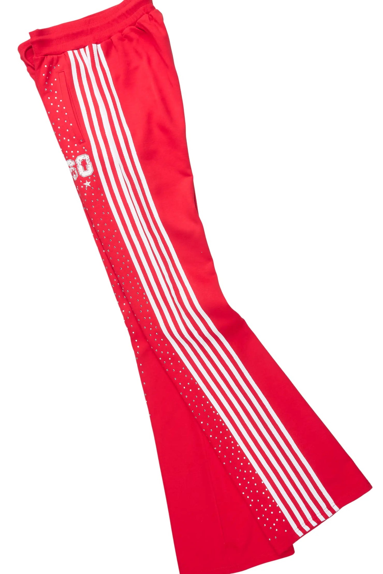 Tylla Red Rhinestone Hoodie/Baggy Pant Track Set