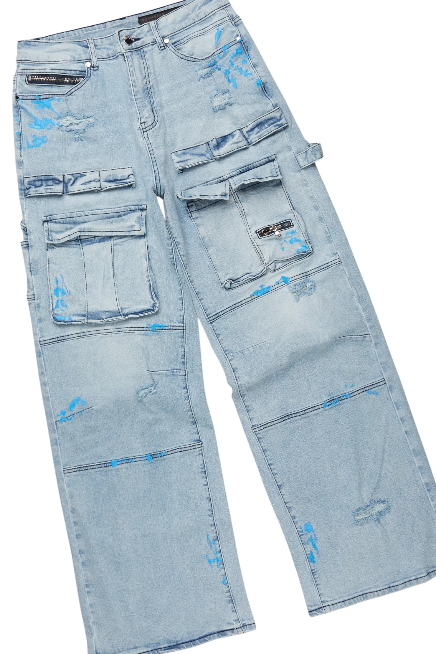 Lake White/Blue T-Shirt/Baggy Fit Cargo Jean Set