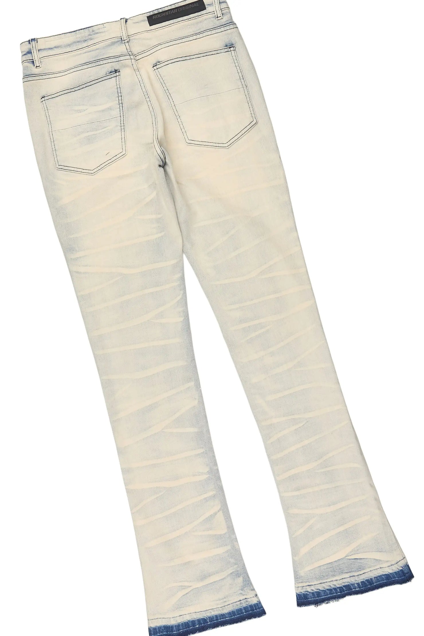 Maezar White/Light Wash Cut Sleeve Tee & Lakyn Stacked Flare Jean Set