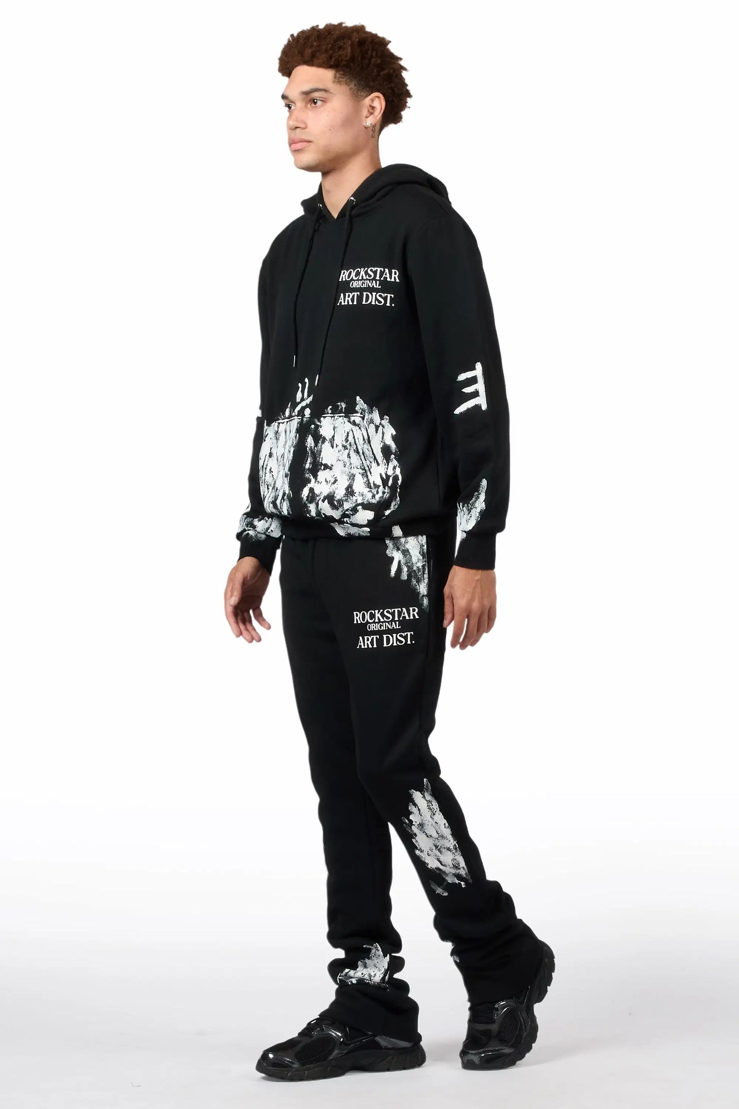 Filip Black Hoodie/Stacked Pant Track Set