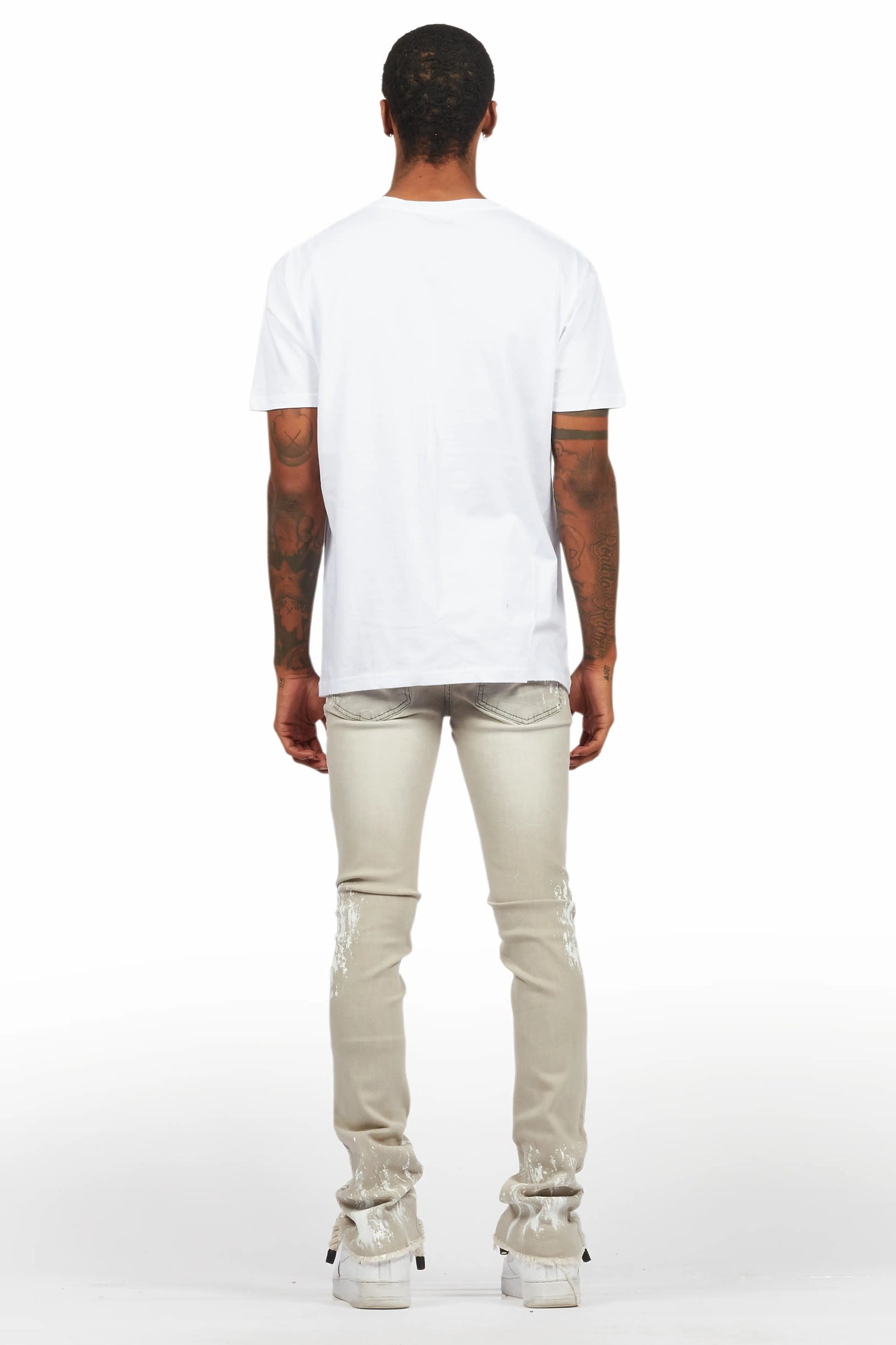 Kodak Grey/White Painter Stacked Flare Jean