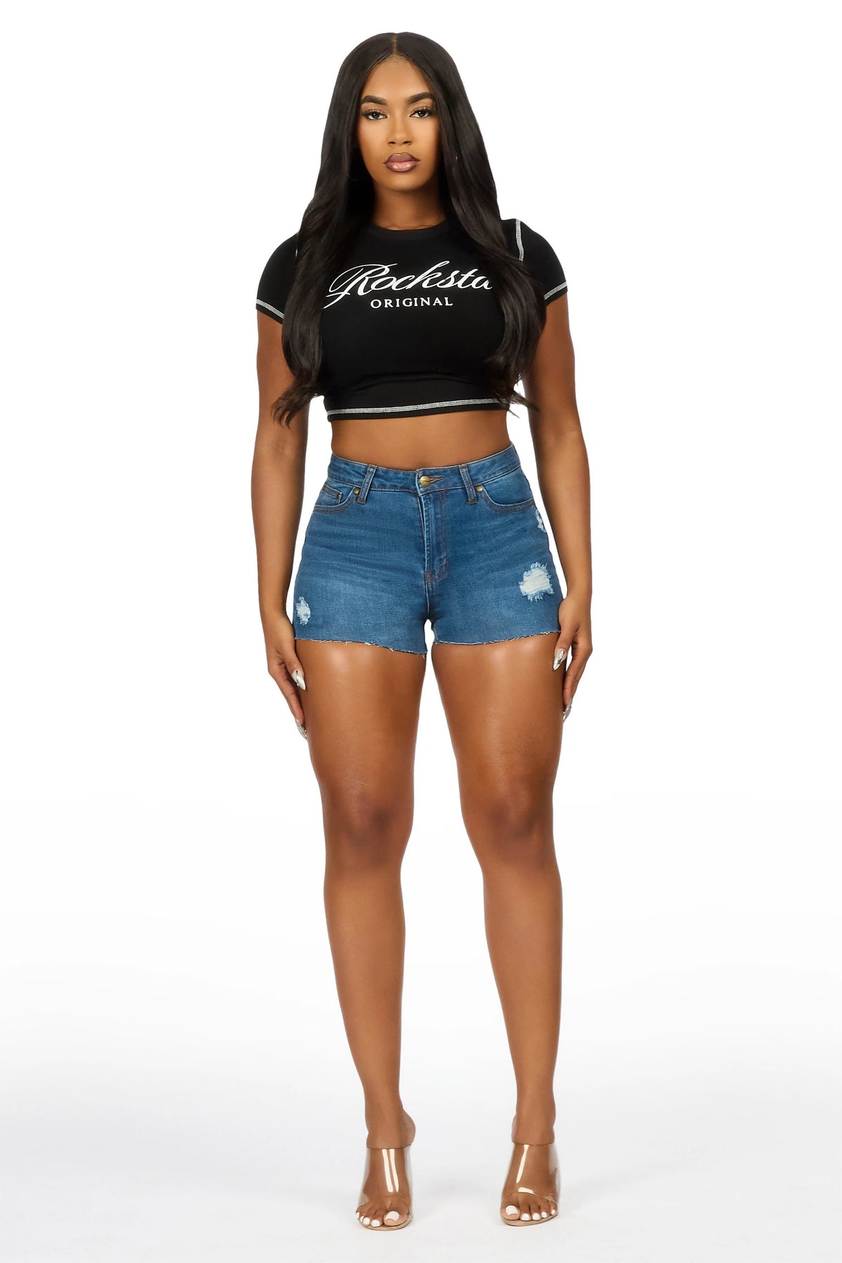 Najah Med.Wash Distressed Denim Short
