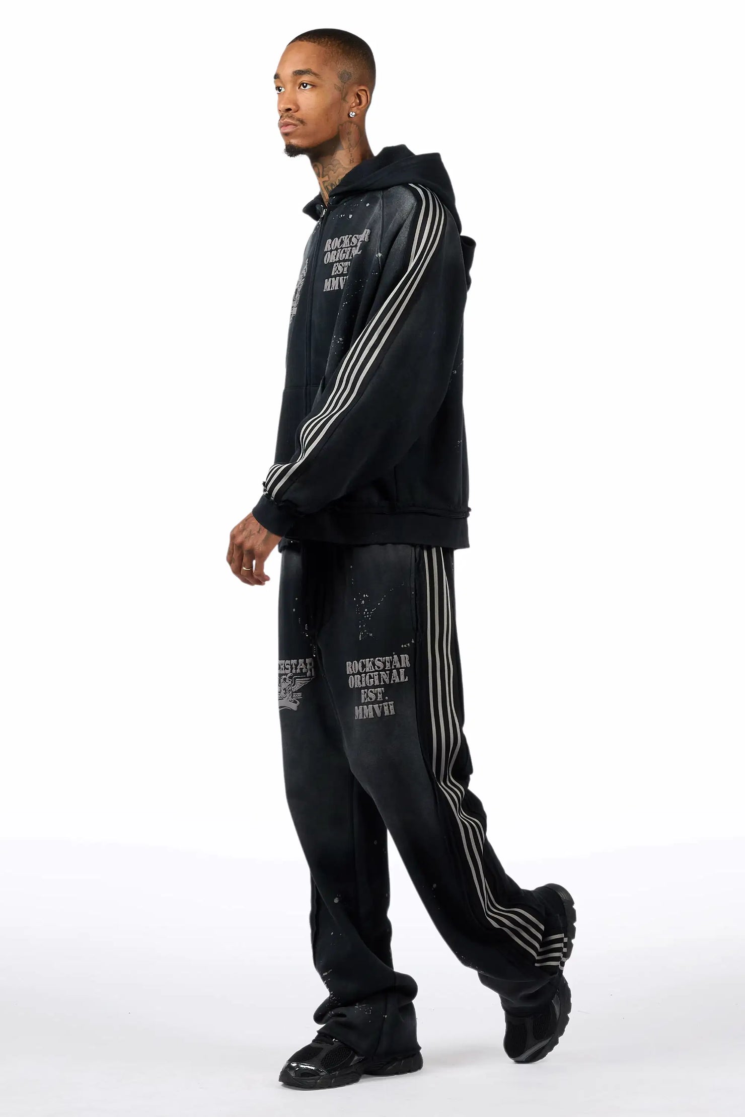 Manier Vintage Black Hoodie/Straight Pant Track Set