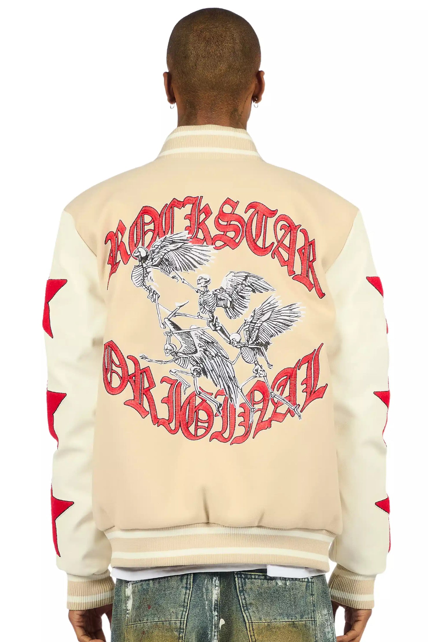 Zadok Beige Varsity Jacket