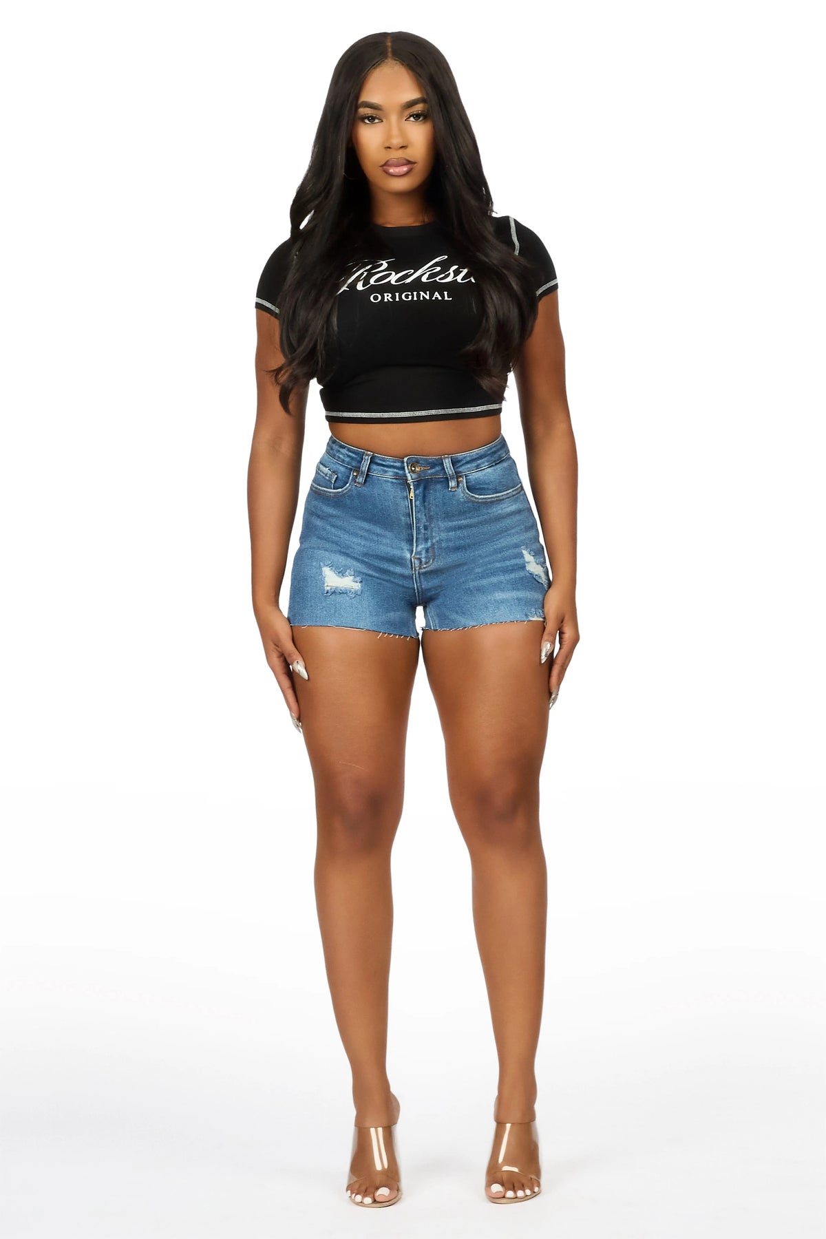 Shawntae Med.Wash Distressed Denim Short
