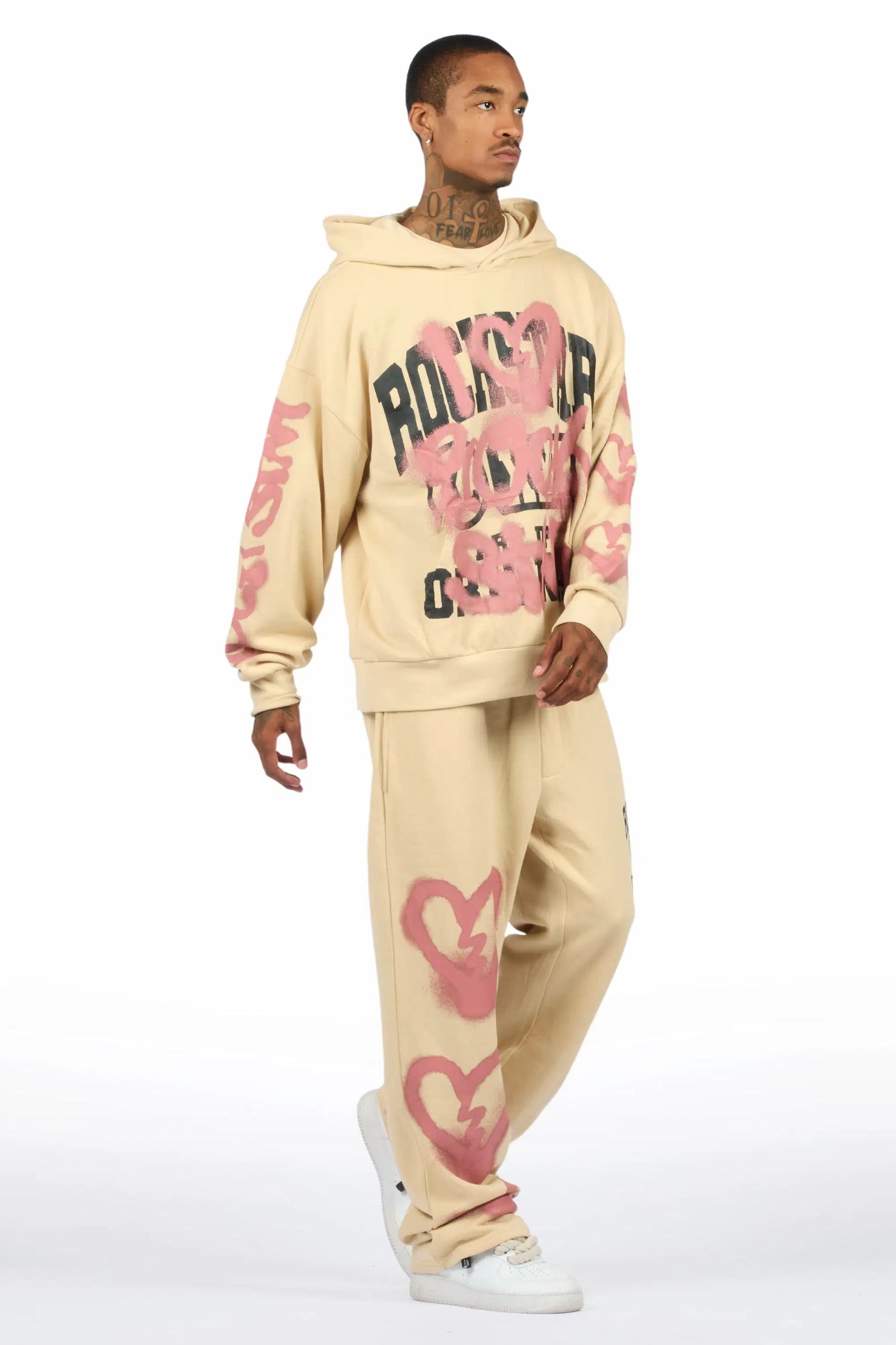 Loverdose Beige Hoodie/Baggy Pant Track Set