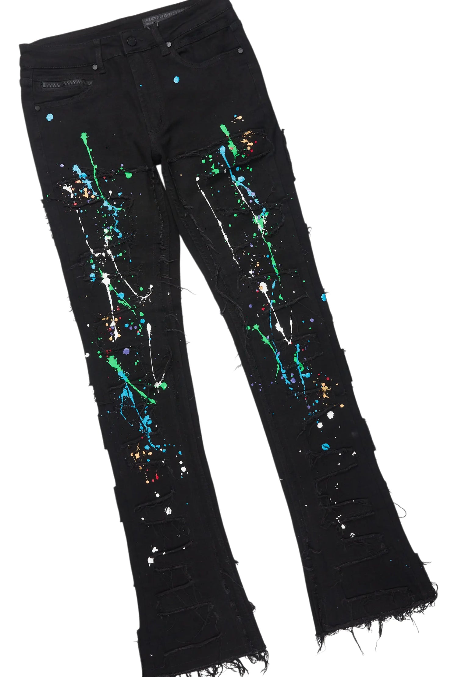 Oriel Black T-Shirt/Stacked Flare Jean Set