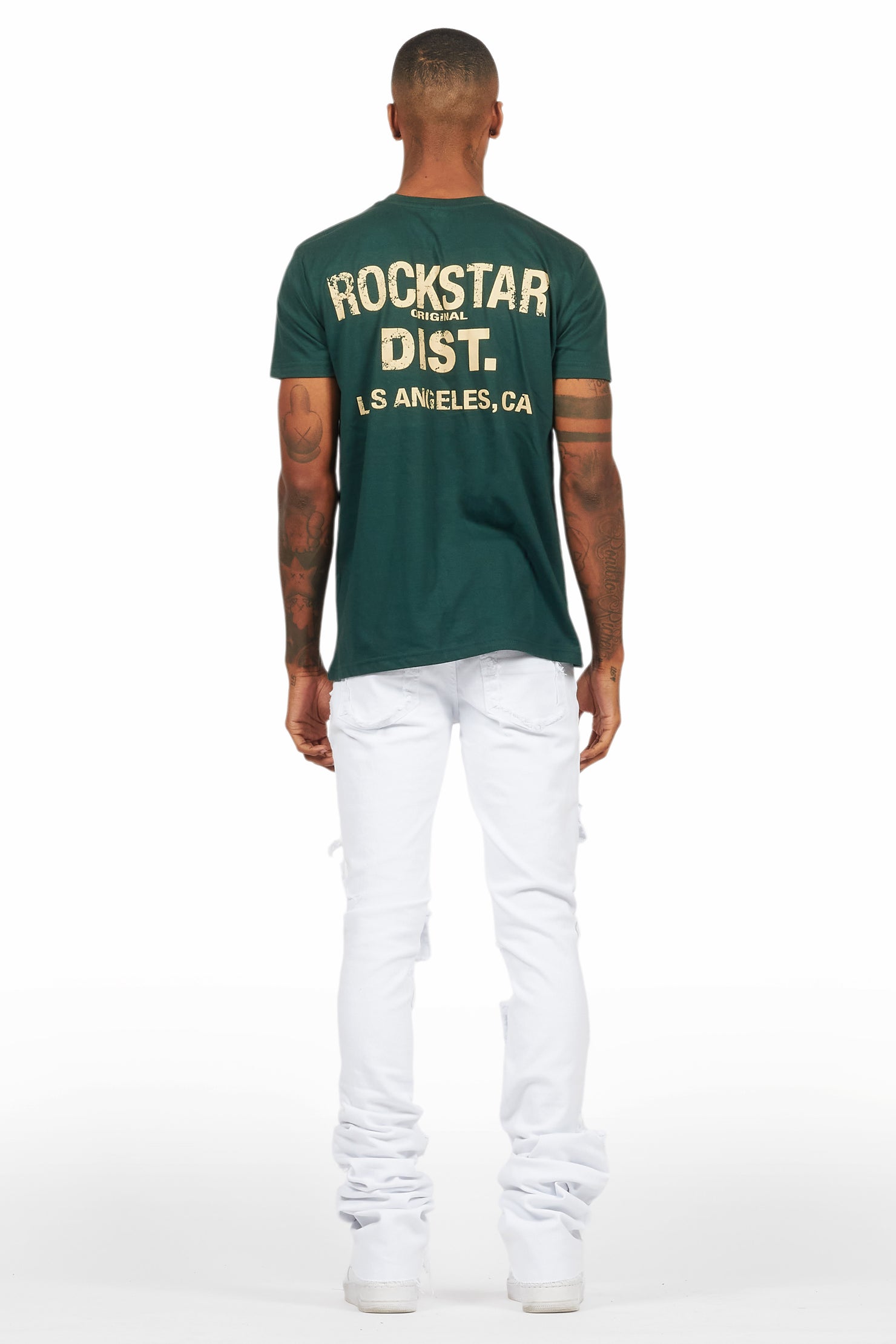 Pooja White Super Stacked Flare Jean