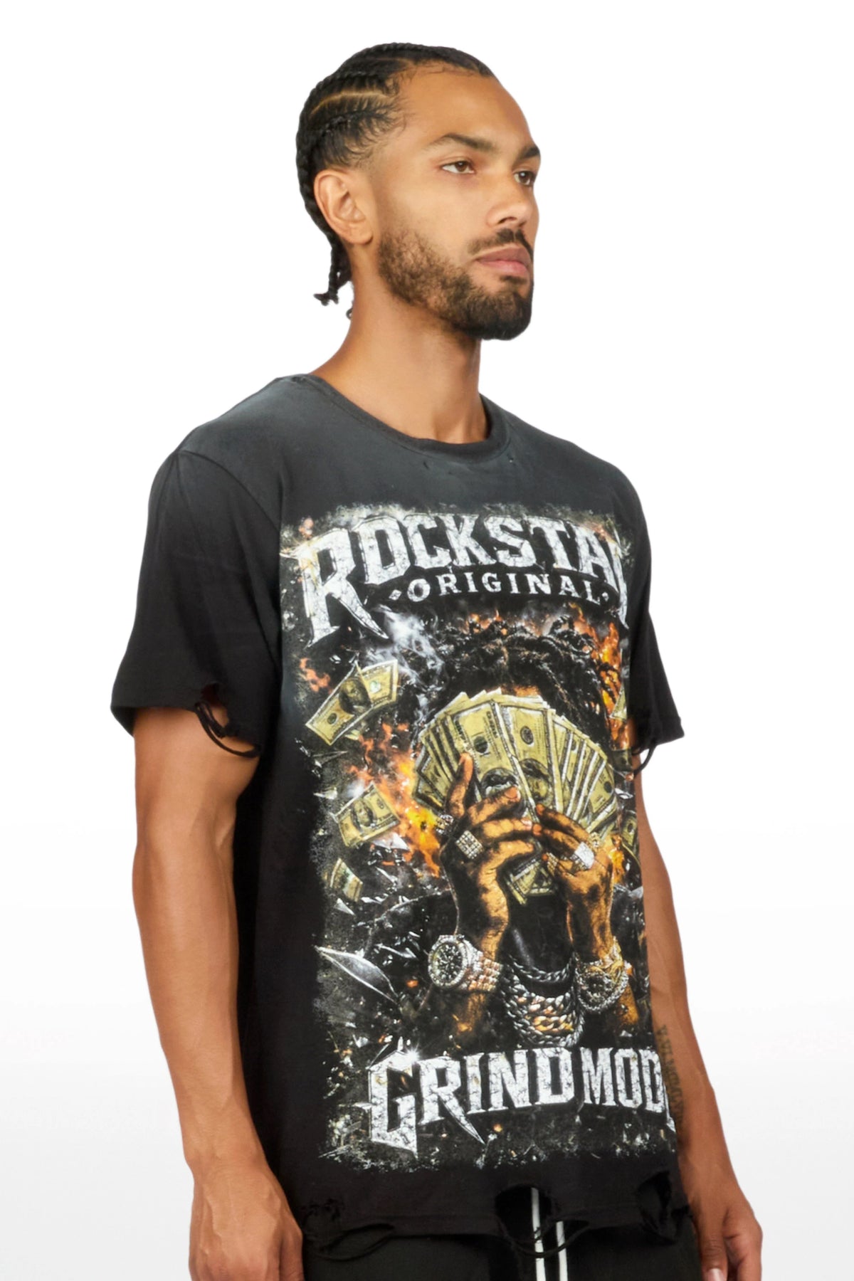 LaJordan Black Oversized Graphic T-Shirt
