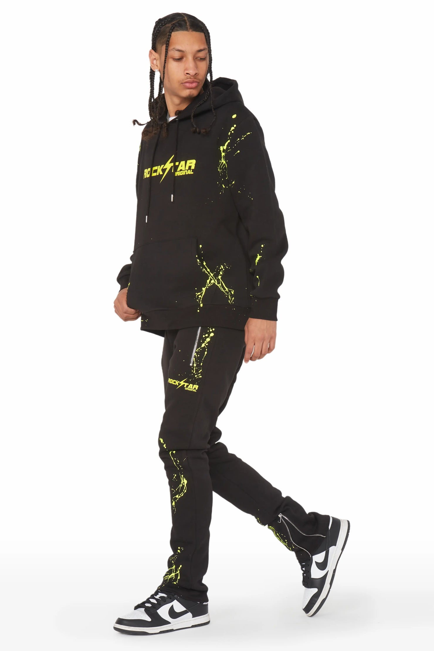 Rune Black/Yellow Slim Fit Track Set