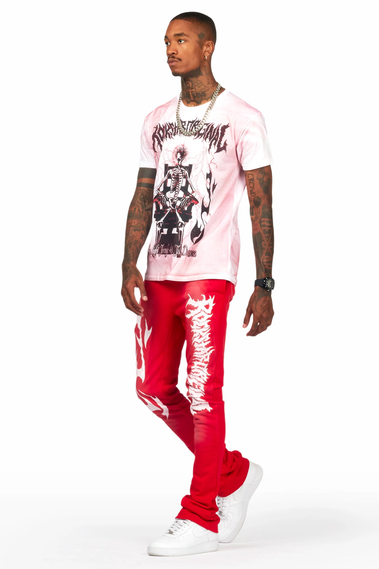 Deathrow Red T-Shirt/Stacked Flare Pant Set
