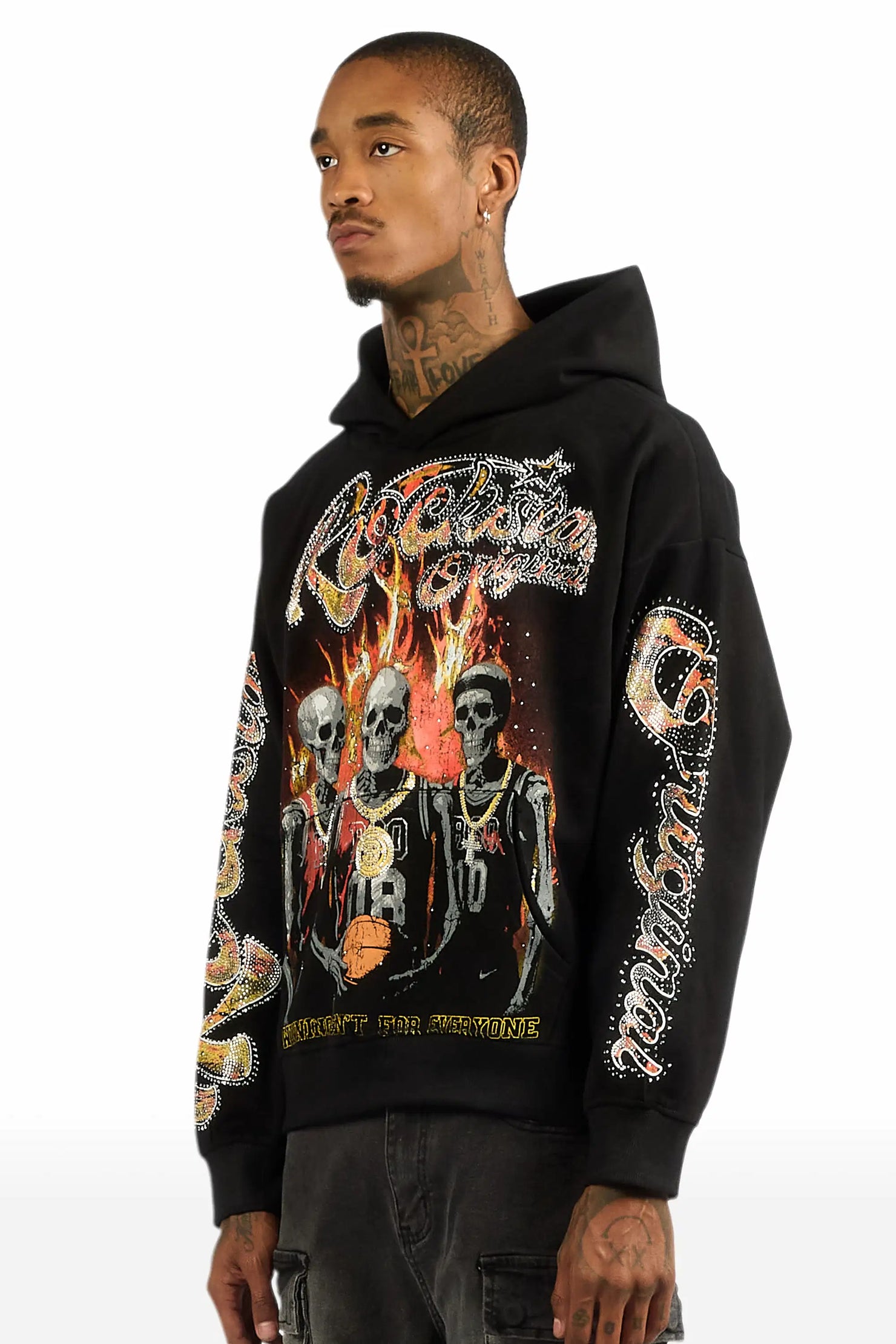 Vincitor Black Rhinestone Oversized Hoodie