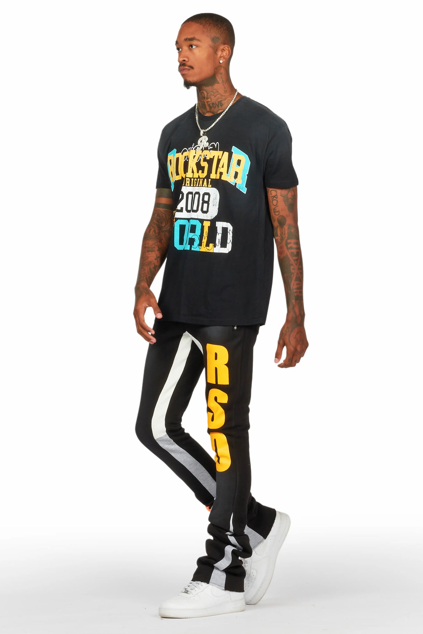 Jaka Black T-Shirt/Super Stacked Flare Track Set