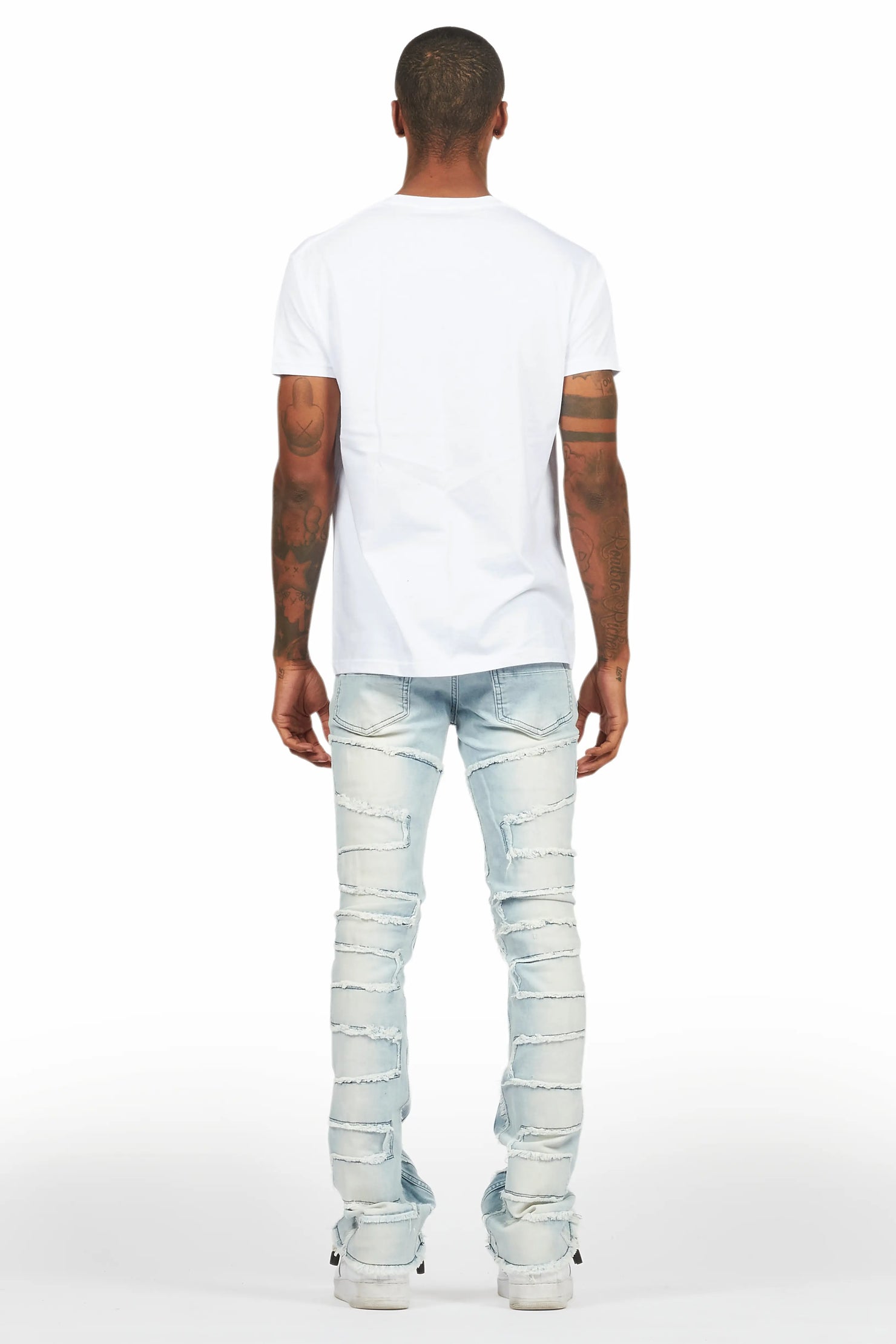 Oriel White/Black T-Shirt/Stacked Flare Jean Set