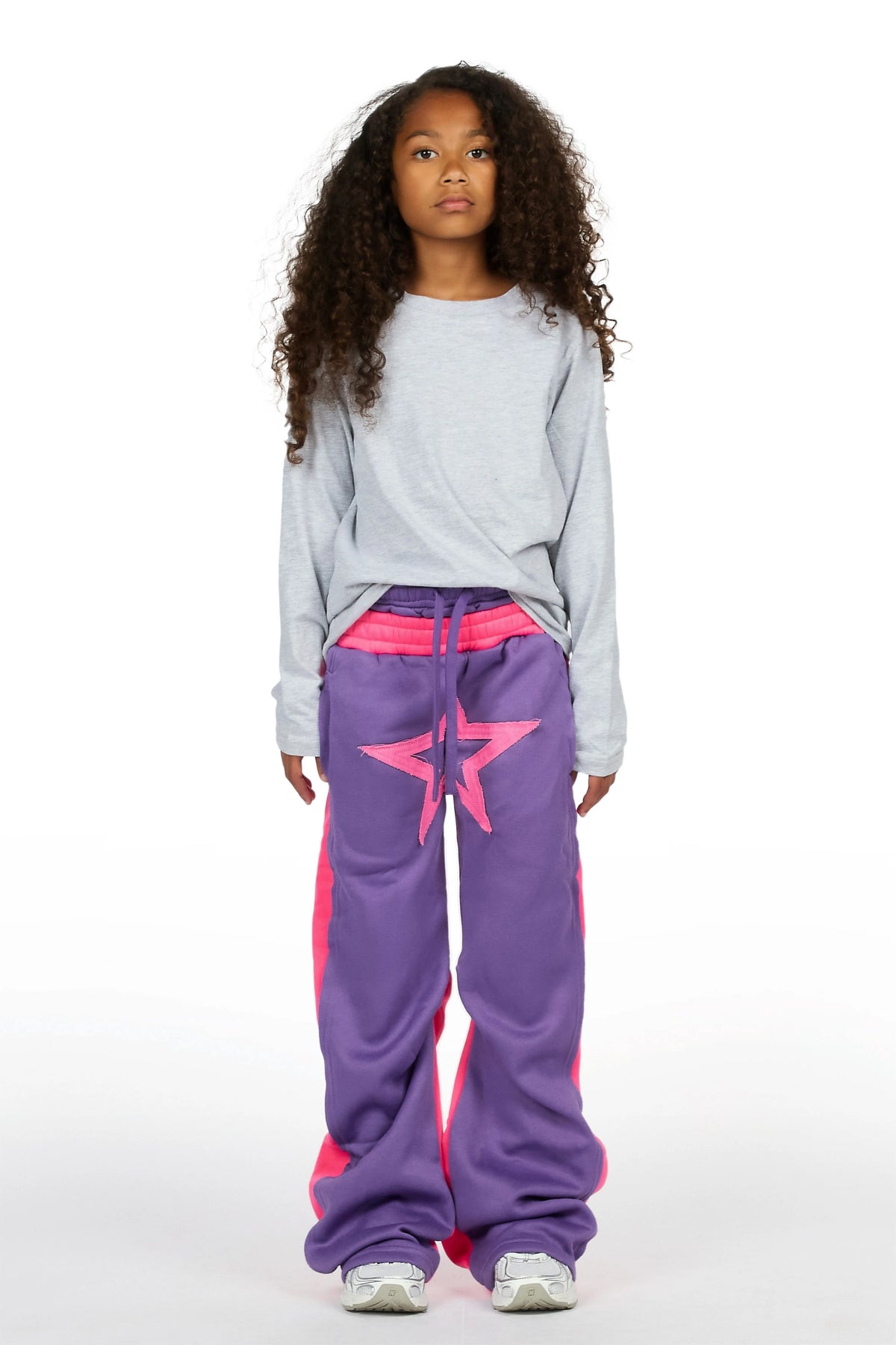 Girls Canaan Purple Double Waisted Baggy Track Pant