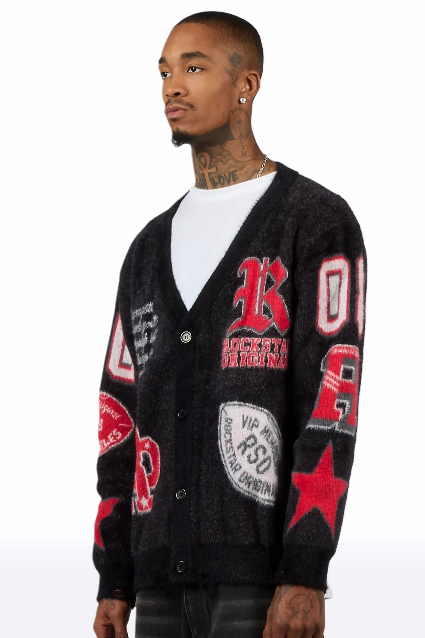 Delling Black/White/Red Knit Sweater