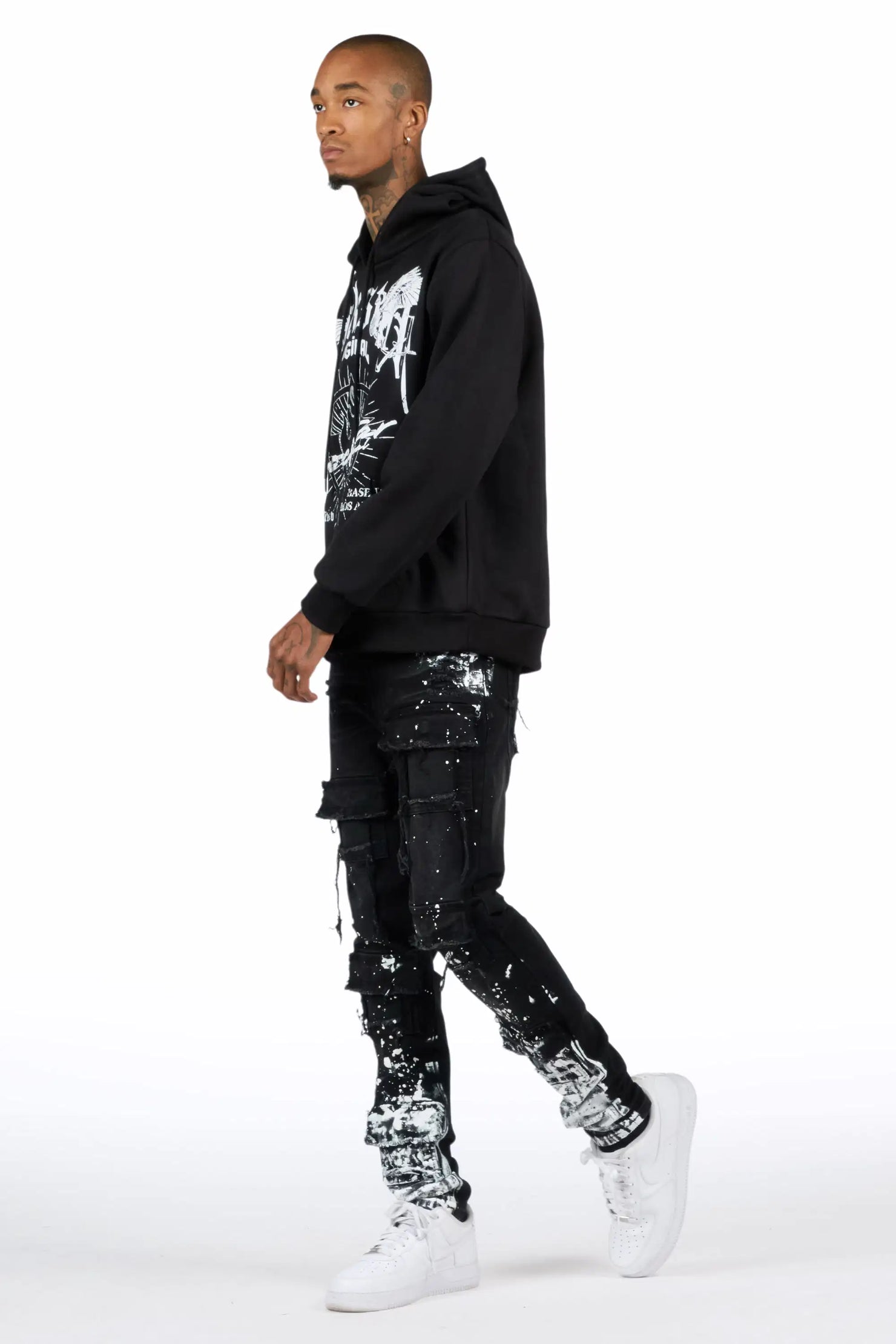 Tally Black/Black Hoodie/Slim Fit Jean Set