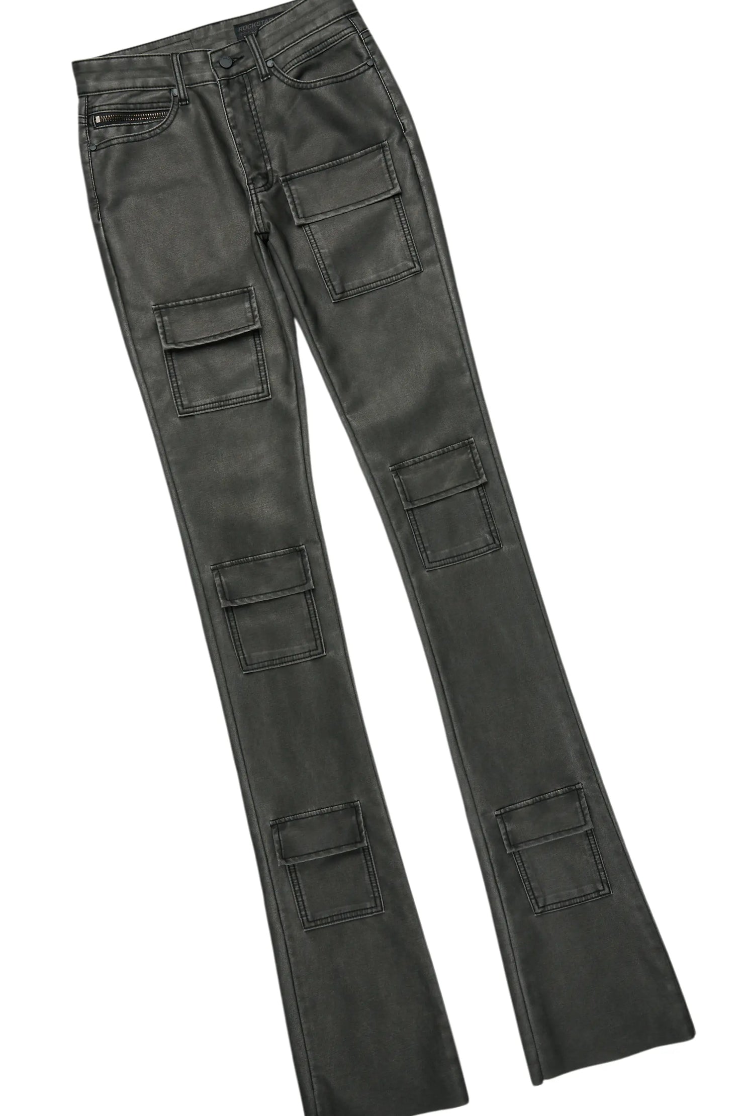 Fields Black/Purple Double Layer T-Shirt & Petrus Stacked Flare PU Jean Bundle