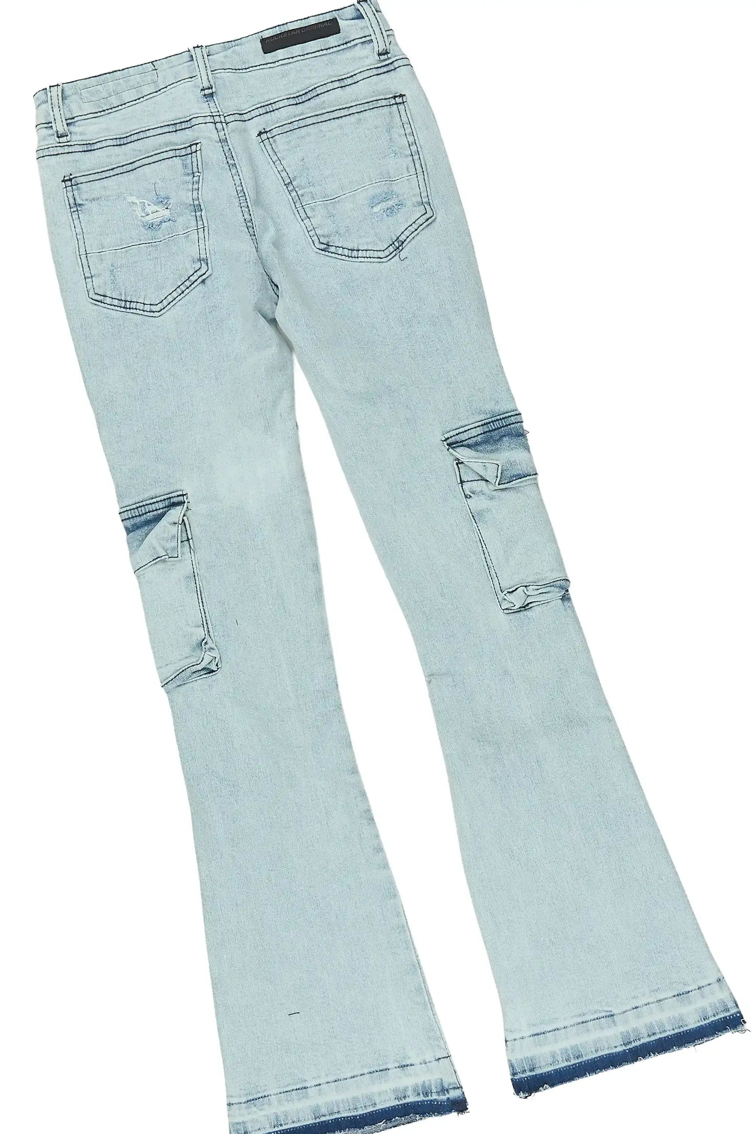 Girls Aze Pink/Light Wash T-Shirt Stacked Jean Set