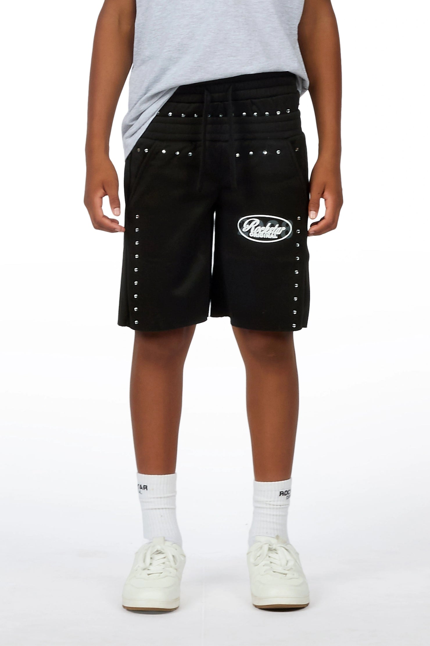 Boys Dezstan Black Rhinestone Double Waisted Short