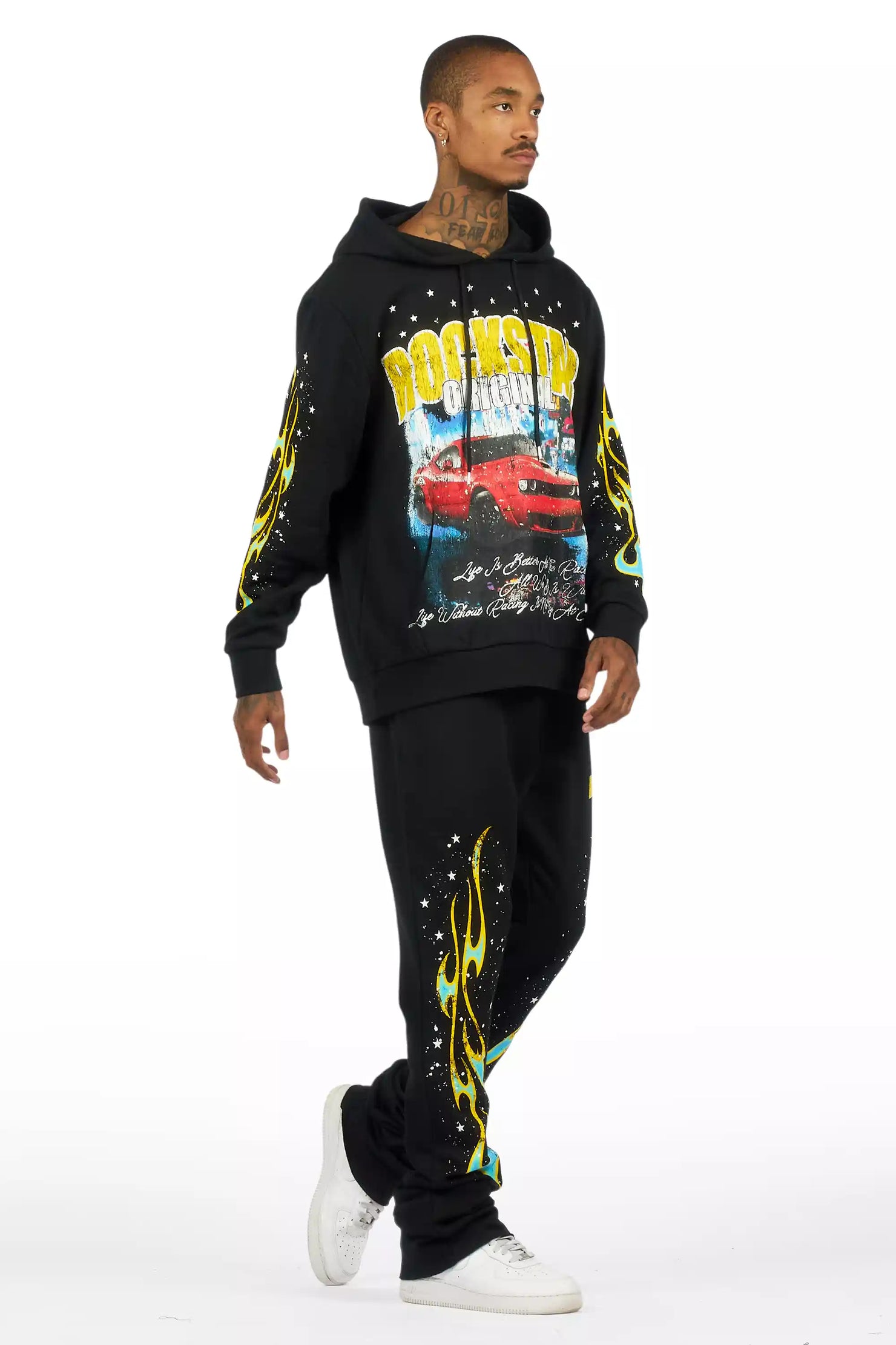 Tokyo Car Black Hoodie Stacked Track Set
