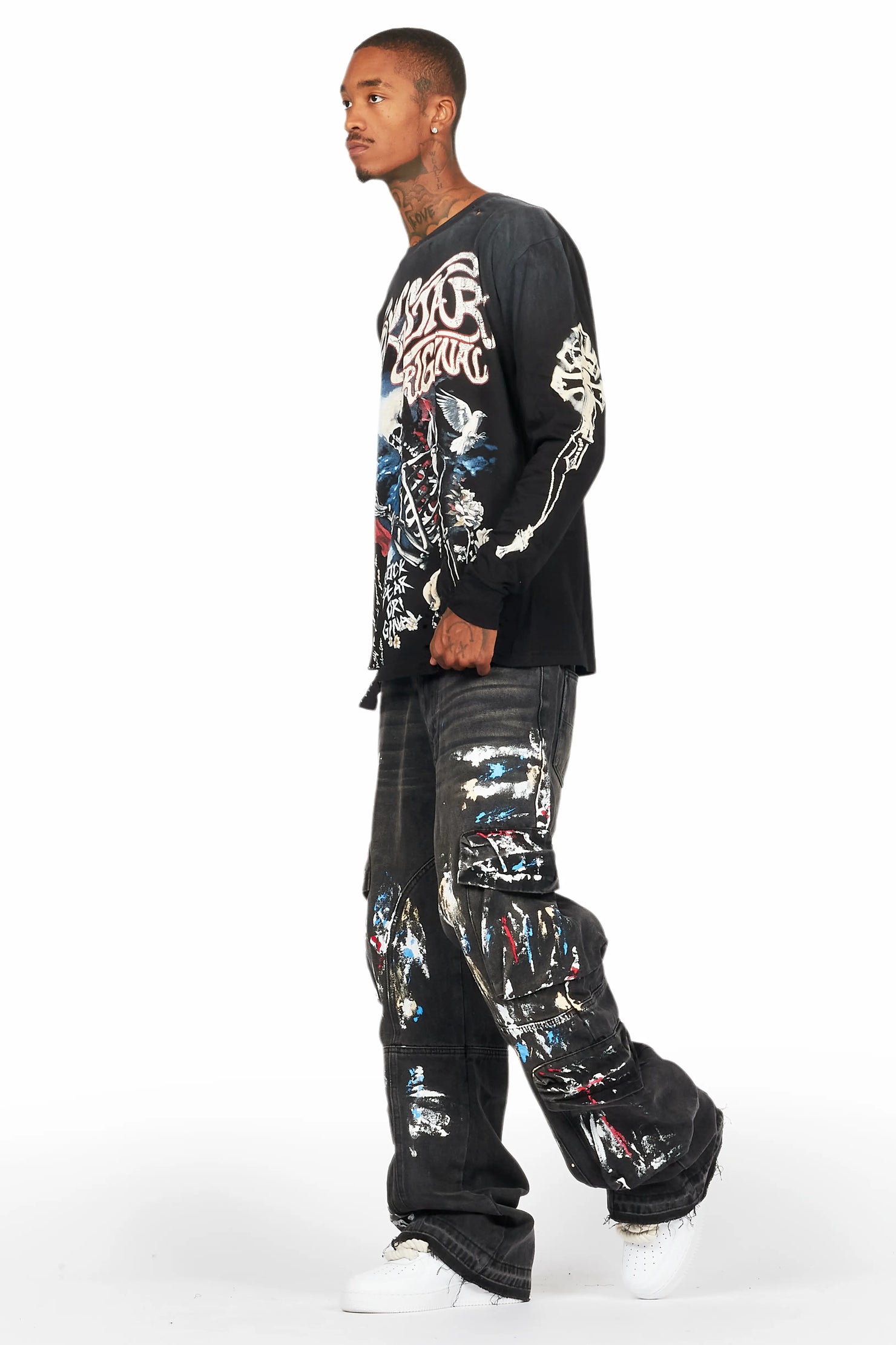 Danby Black Long Sleeve T-Shirt/Baggy Cargo Jean Bundle