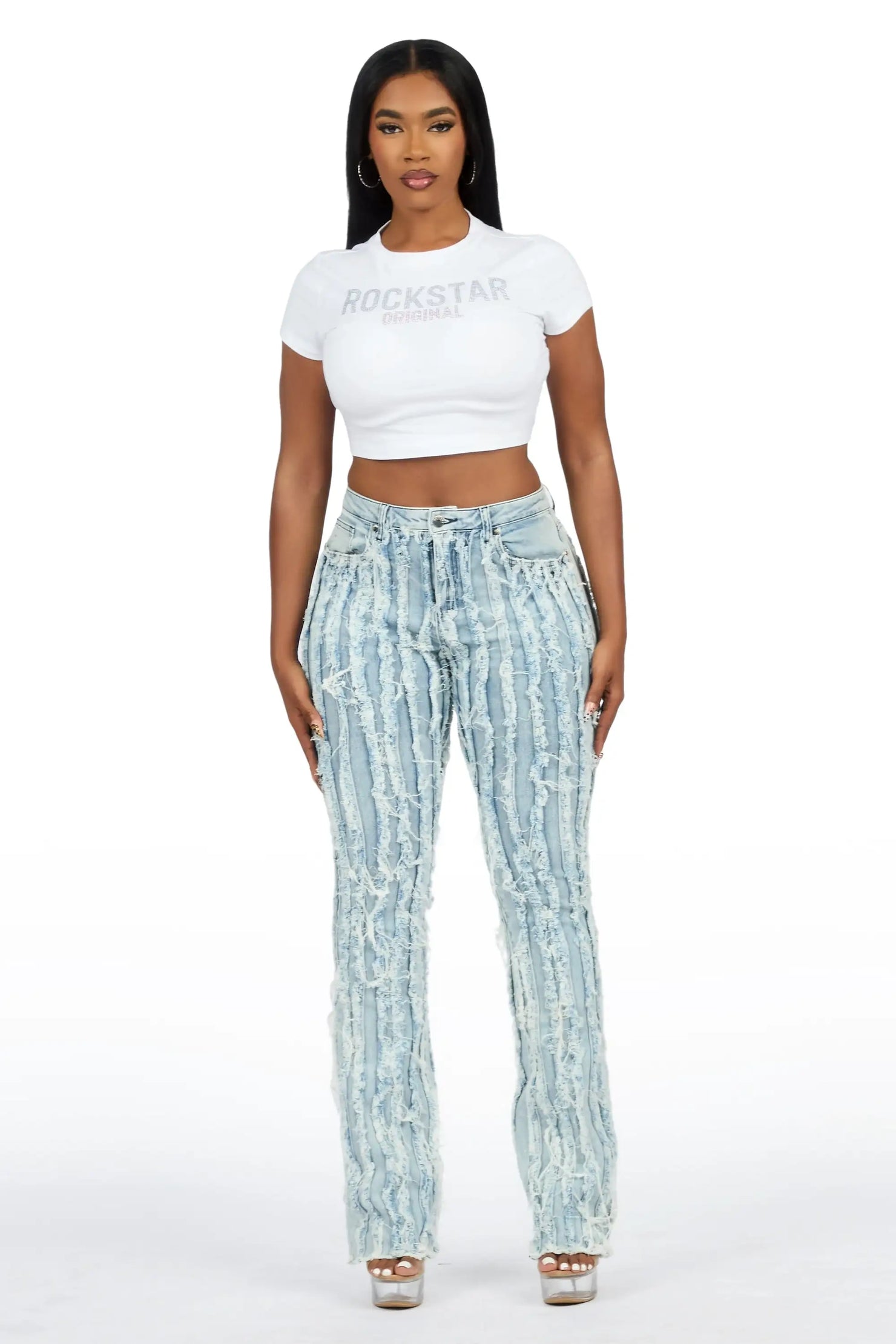 Natalia Light Med. Wash Stacked Flare Jean